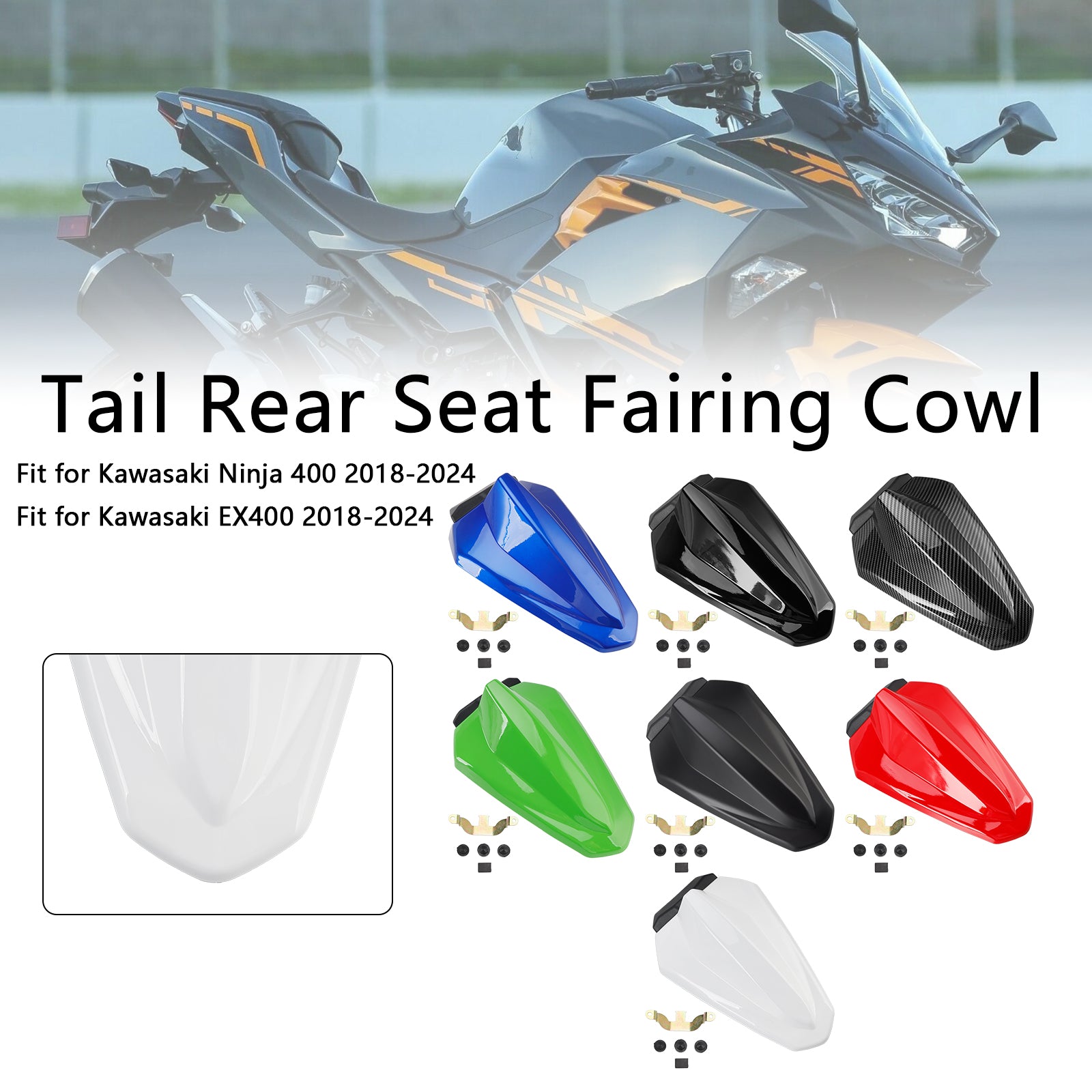 Capot de carénage de siège arrière de queue de course Kawasaki Ninja 400 EX400 2018-2024