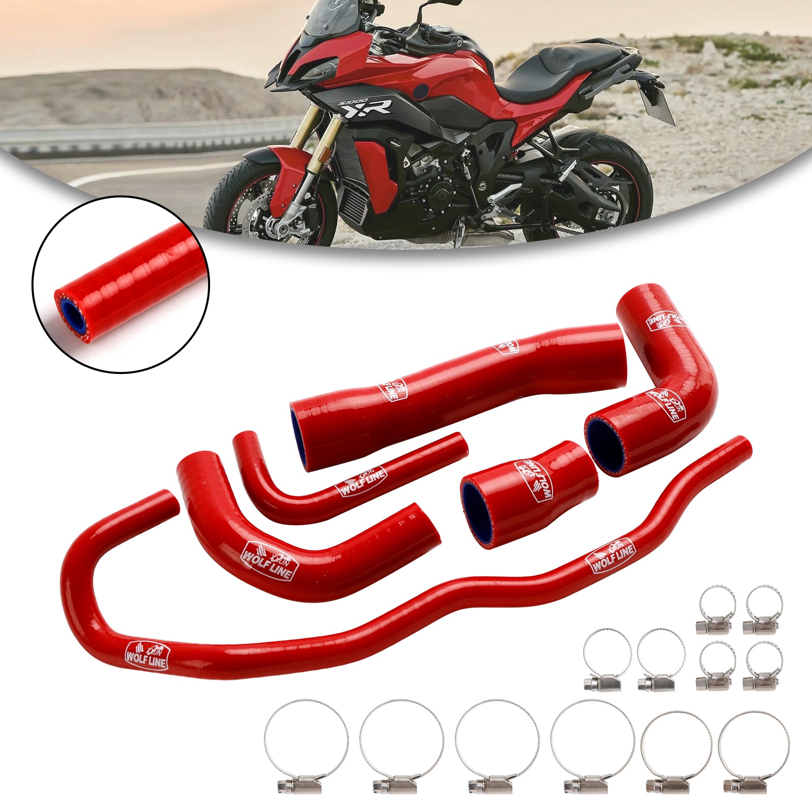 2021-2024 BMW S1000XR Silikon Radiator kjølevæskesett Kit