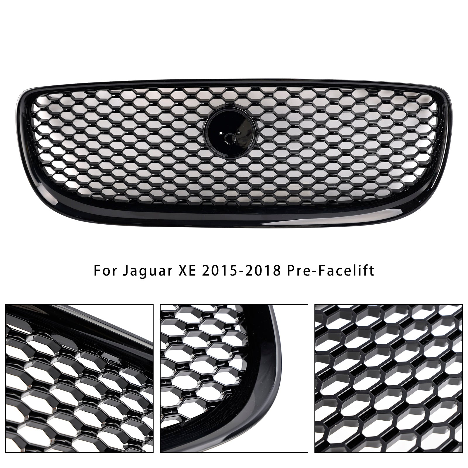 2015-2018 Jaguar XE Pre-Facelift Glanzend Zwart Honingraat Voorbumpergrille Grill