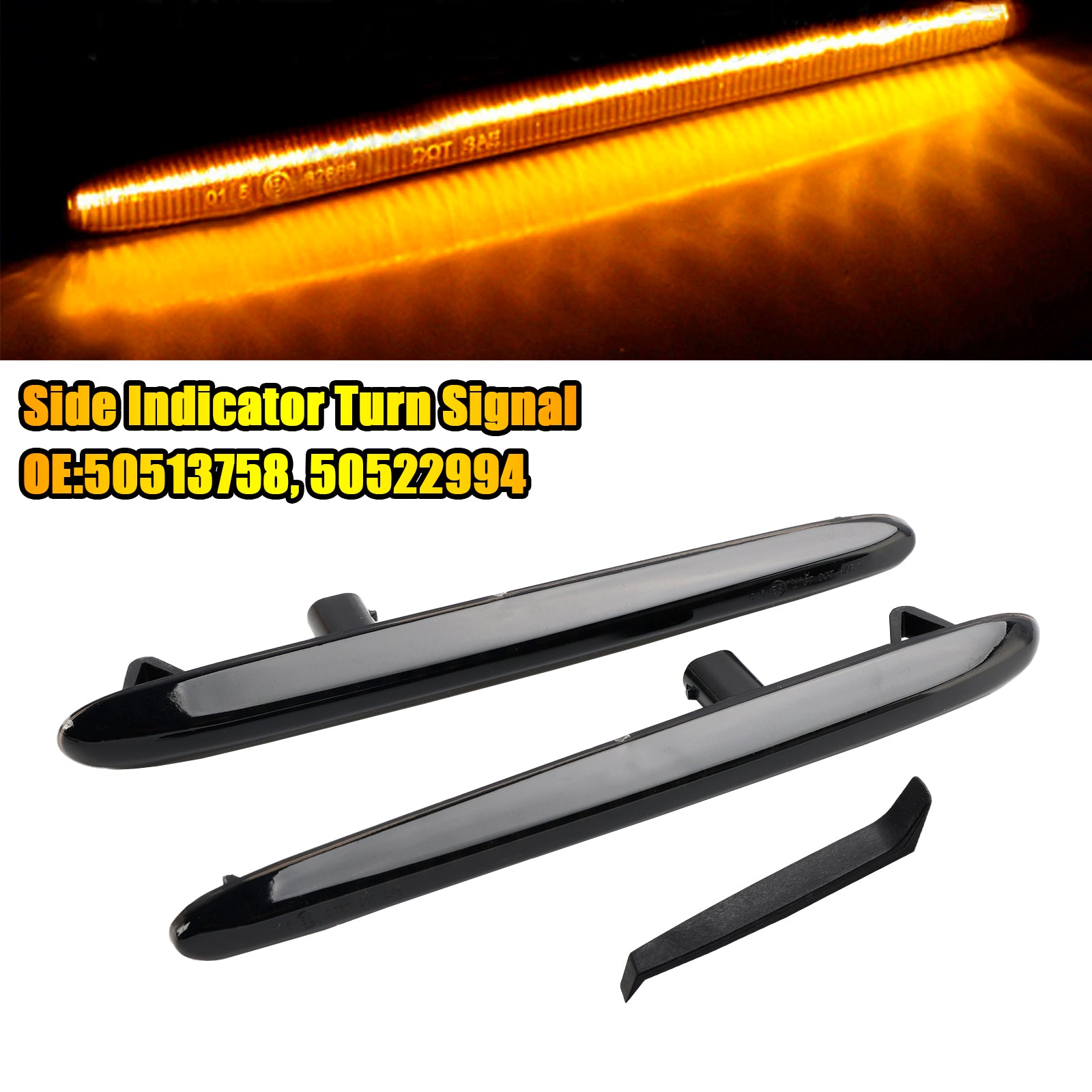 2010-2021 Alfa Romeo Giulietta Veloce Smoked LED Sequential Blinker Side Indicator Turn Signal 50513758 50522994