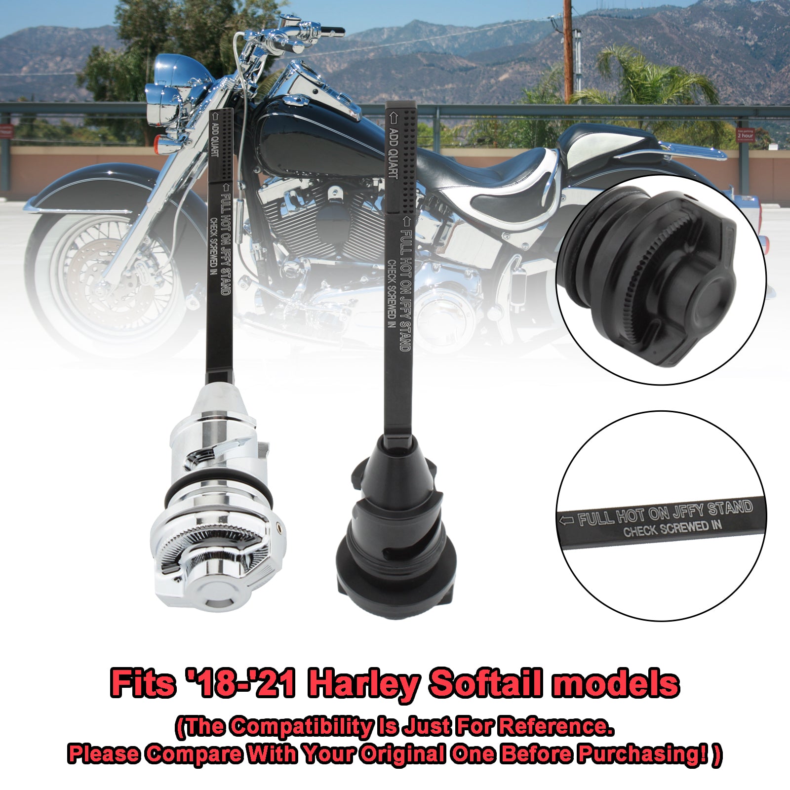 Oliepeilstok Tankdop Plug Geschikt voor Softail Breakout Fat Boy 114 Street Bob 18-22