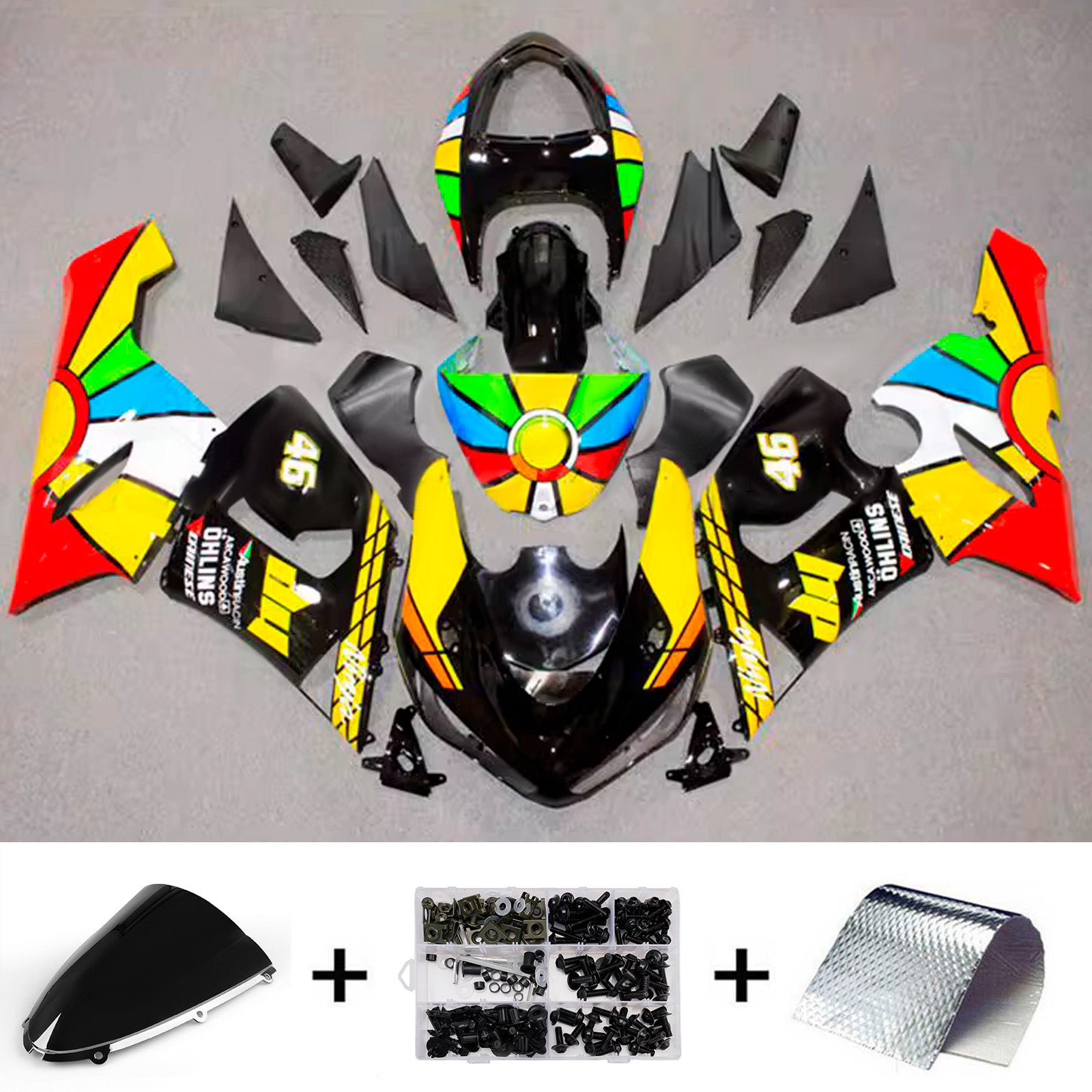 Injection Fairing Kit Bodywork Plastic ABS fit For Kawasaki ZX6R 636 2005-2006