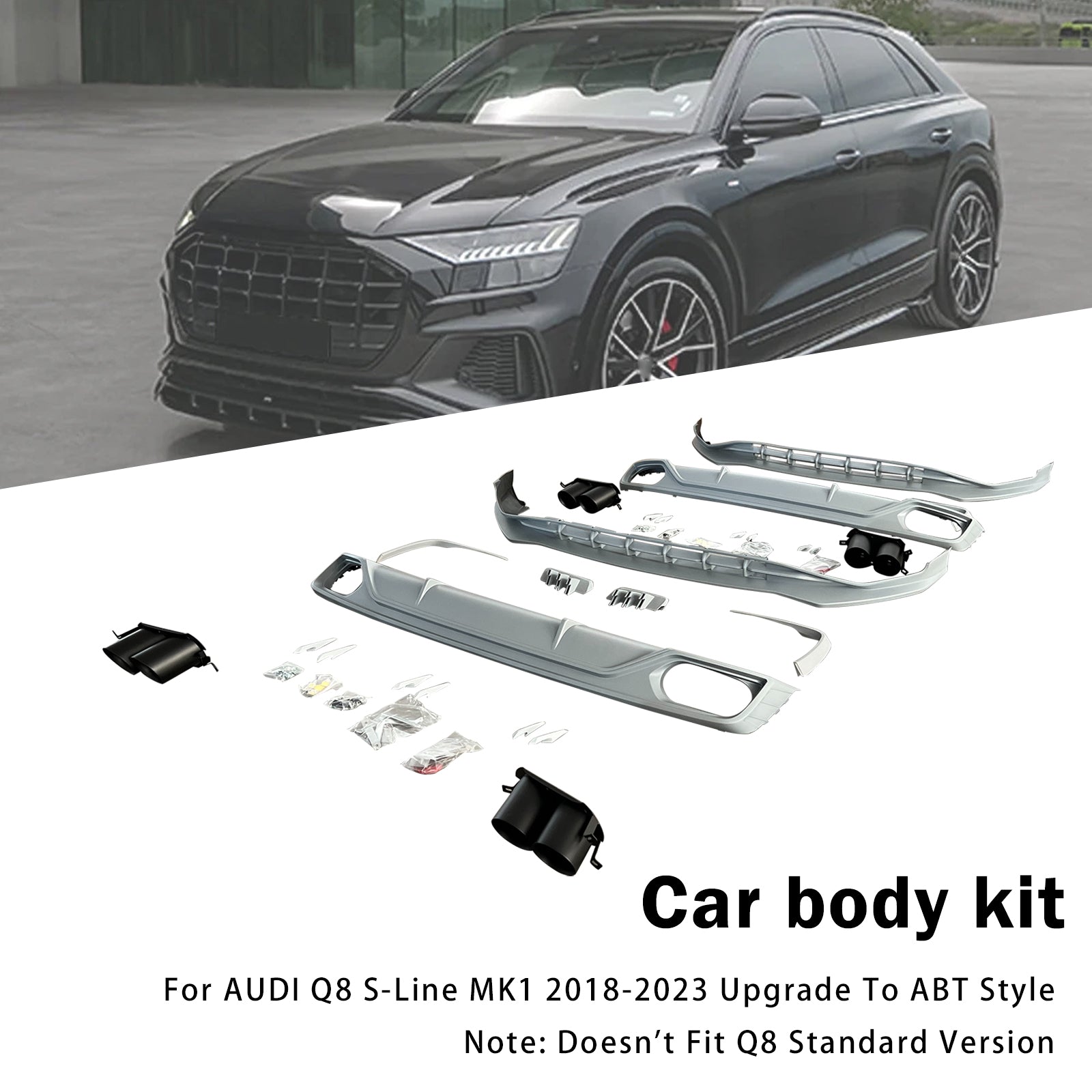 Kit de carrosserie pare-chocs pour AUDI Q8 s-line MK1 2018 – 2023, mise à niveau vers le Style ABT