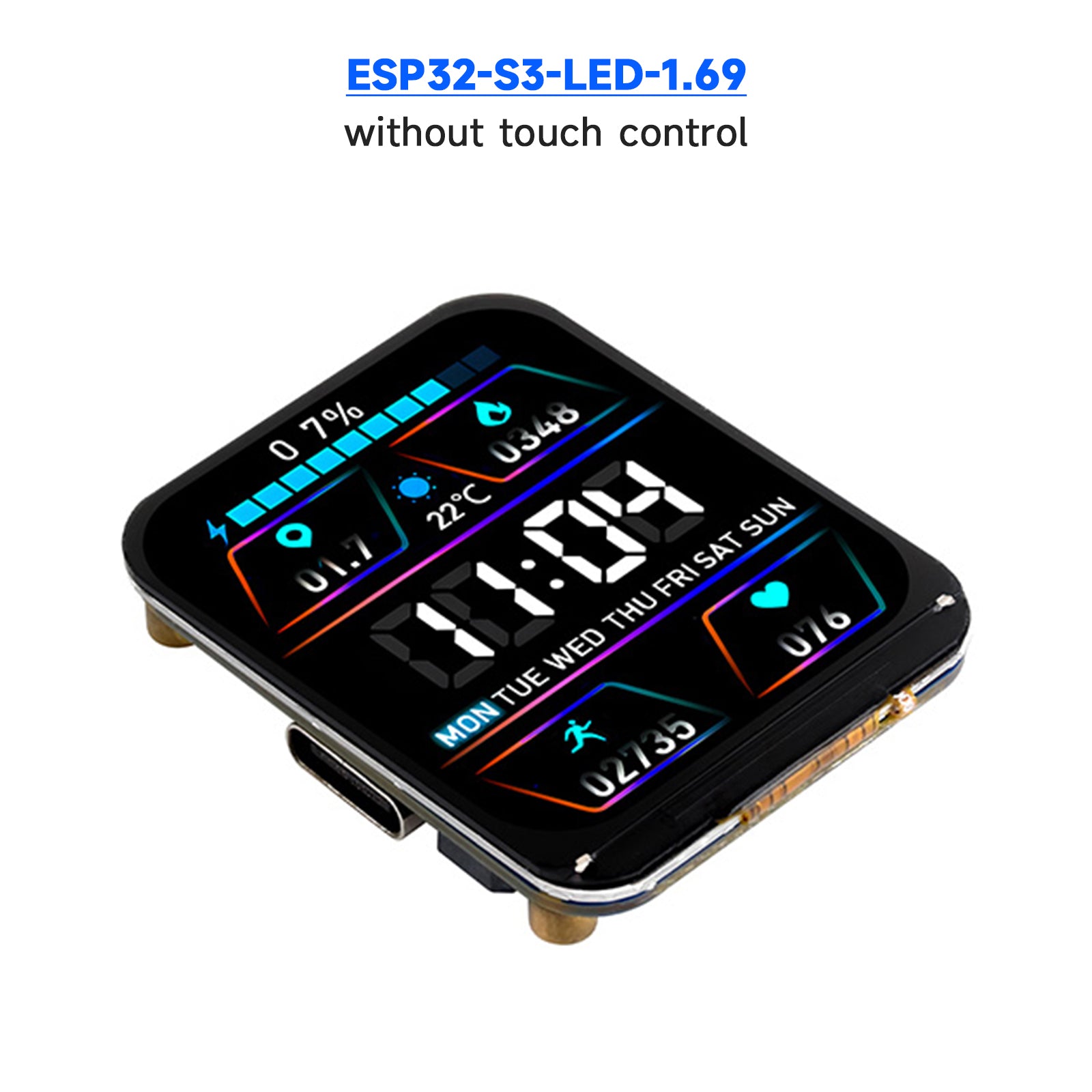 ESP32-S3 1,69 inch touchscreen-ontwikkelbord 240 MHz processor WIFI Bluetooth