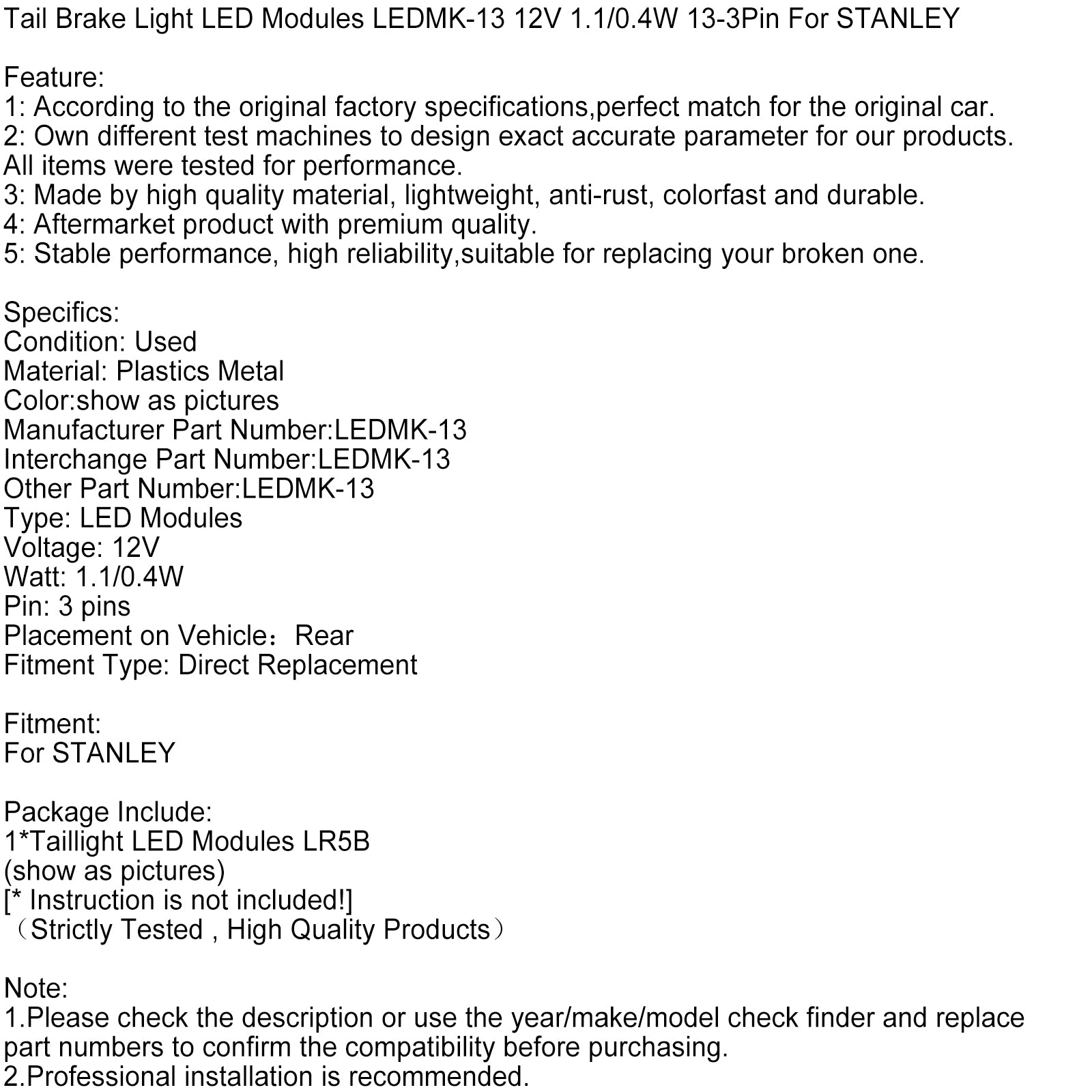 Halebrems Lightled Modules LEDMK-13 12V 1.1/0.4W 13-3pin for Stanley