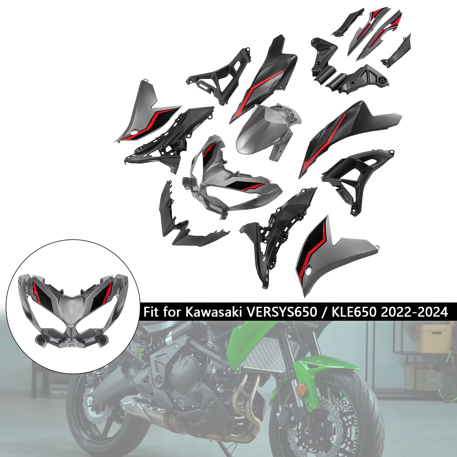 Kit de carénage de carrosserie ABS par injection Kawasaki VERSYS 650 KLE 2022-2024 04#