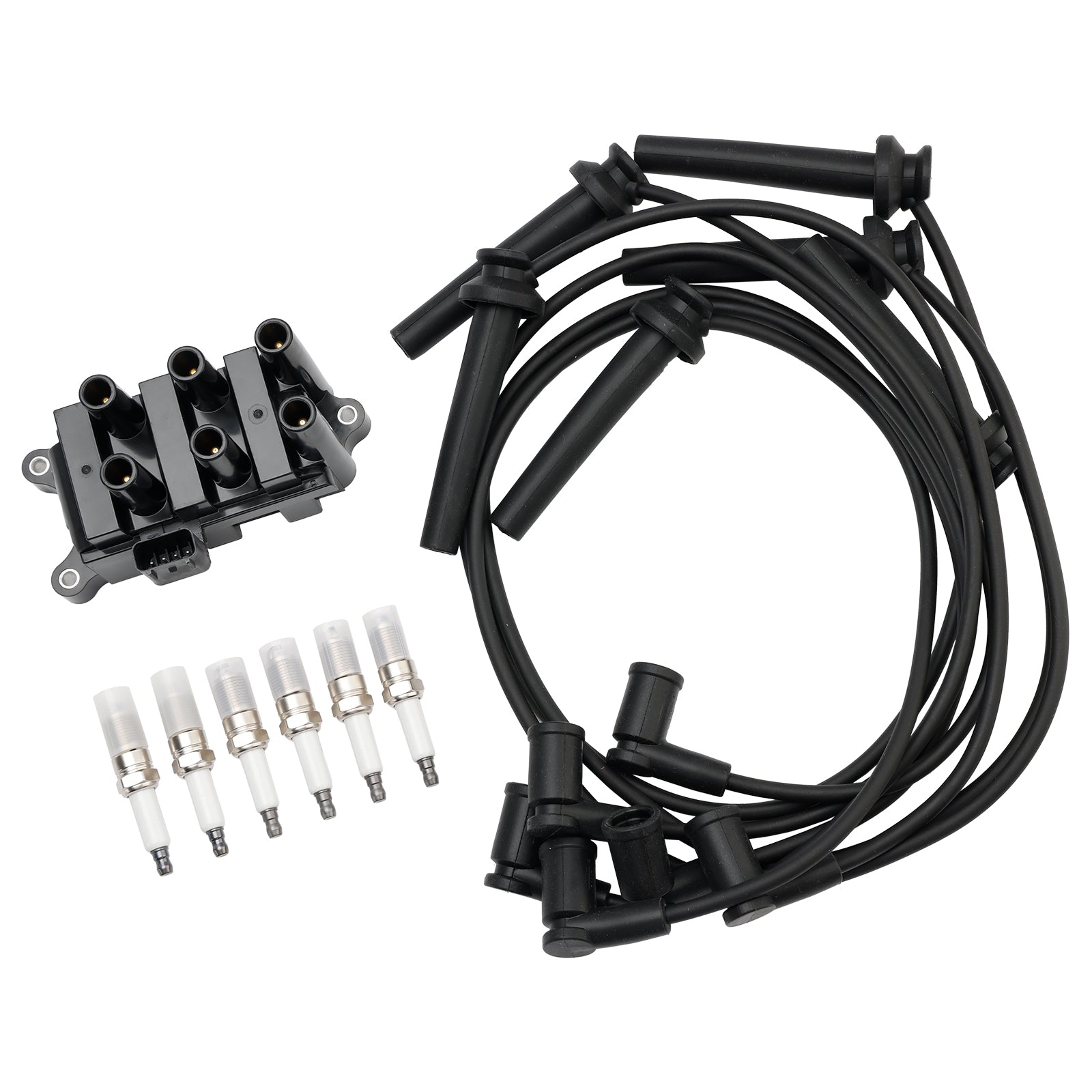 Ignition Coil+6 Spark plug+6 Wire FD498 For Ford F150 E150 Taurus Mazda Mercury