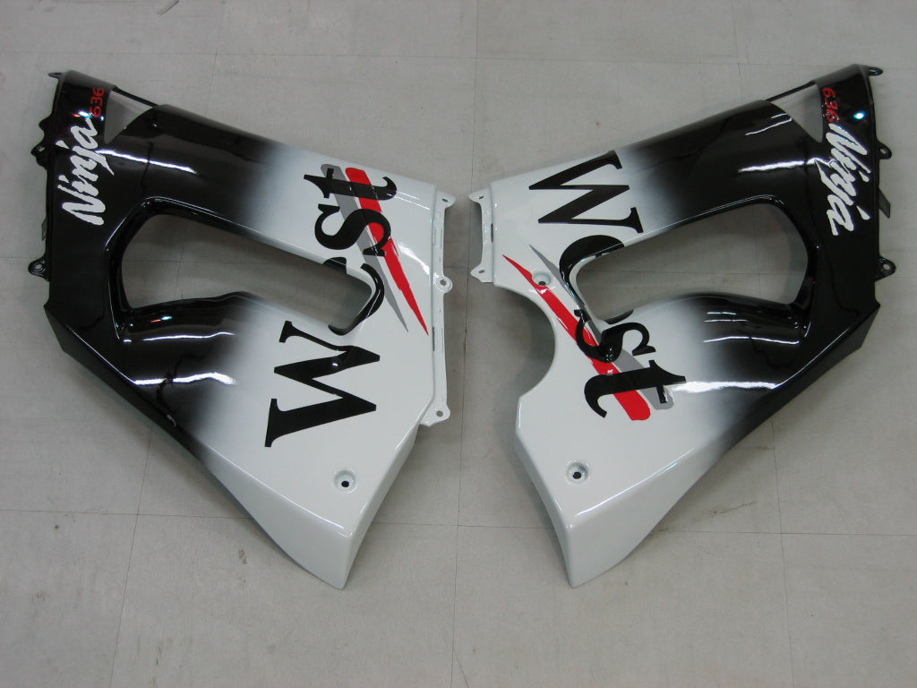 2005-2006 Kawasaki ZX6R 636 Fairings Black White West ZX6R Racing Generic