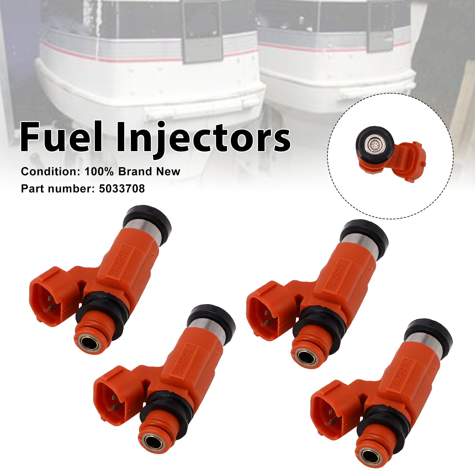4PC Fuel Injectors 5033708 For Outboard Moto 90-115-140 HP 2003-2006