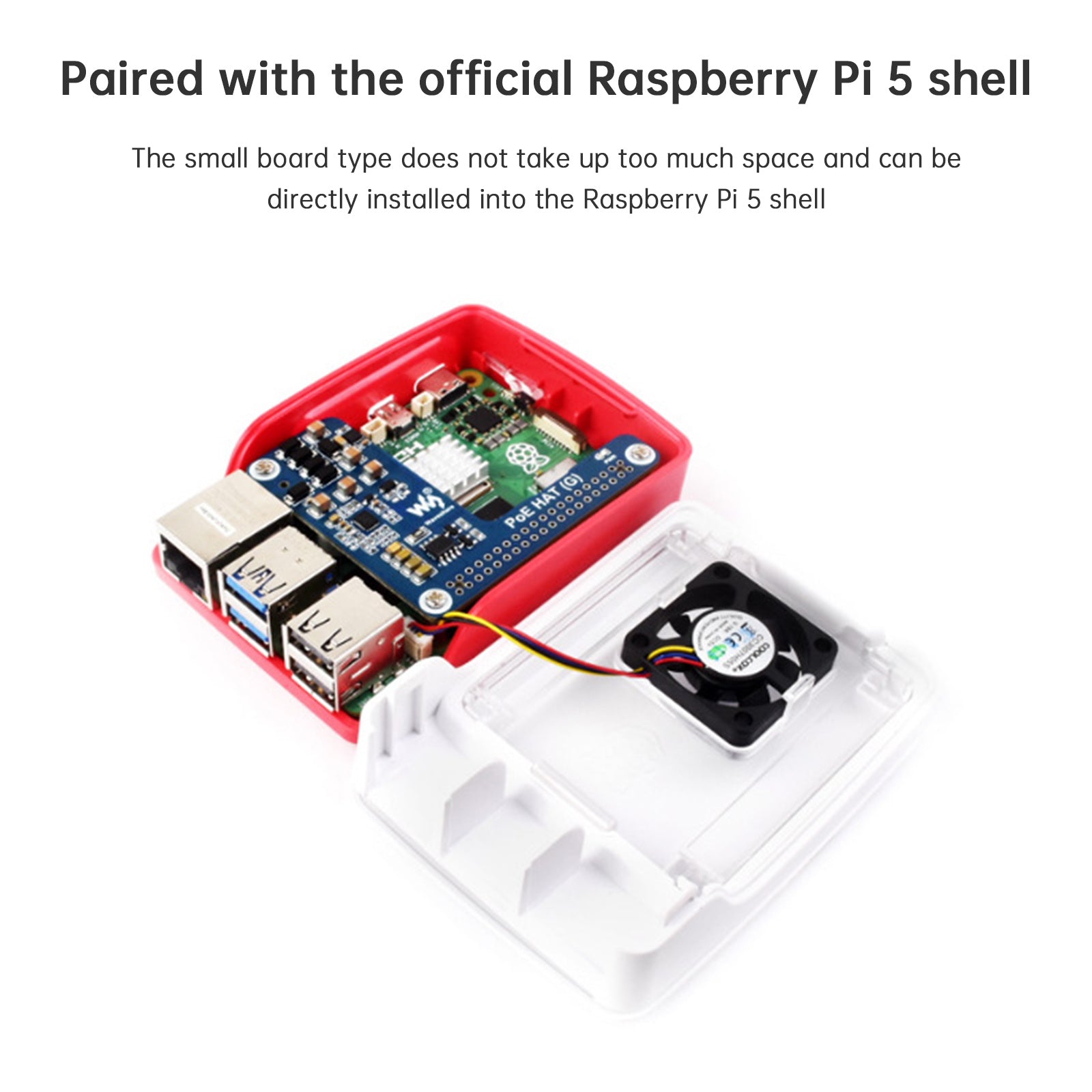 Raspberry Pi 5 Ethernet-uitbreidingskaart PoE-voedingsmodule 802.3af/at