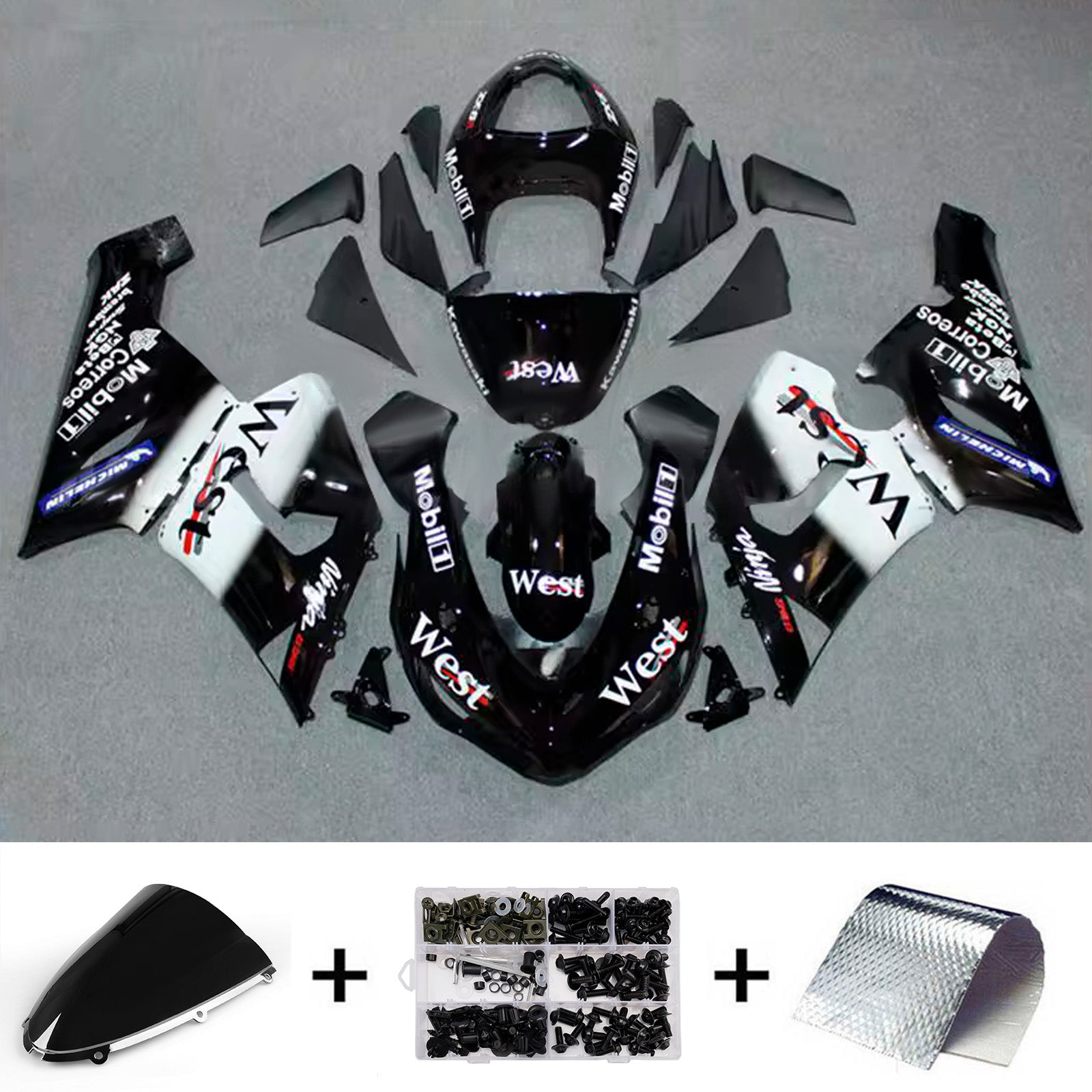 Kit carena iniezione carrozzeria in plastica ABS adatta per Kawasaki ZX6R 636 2005-2006