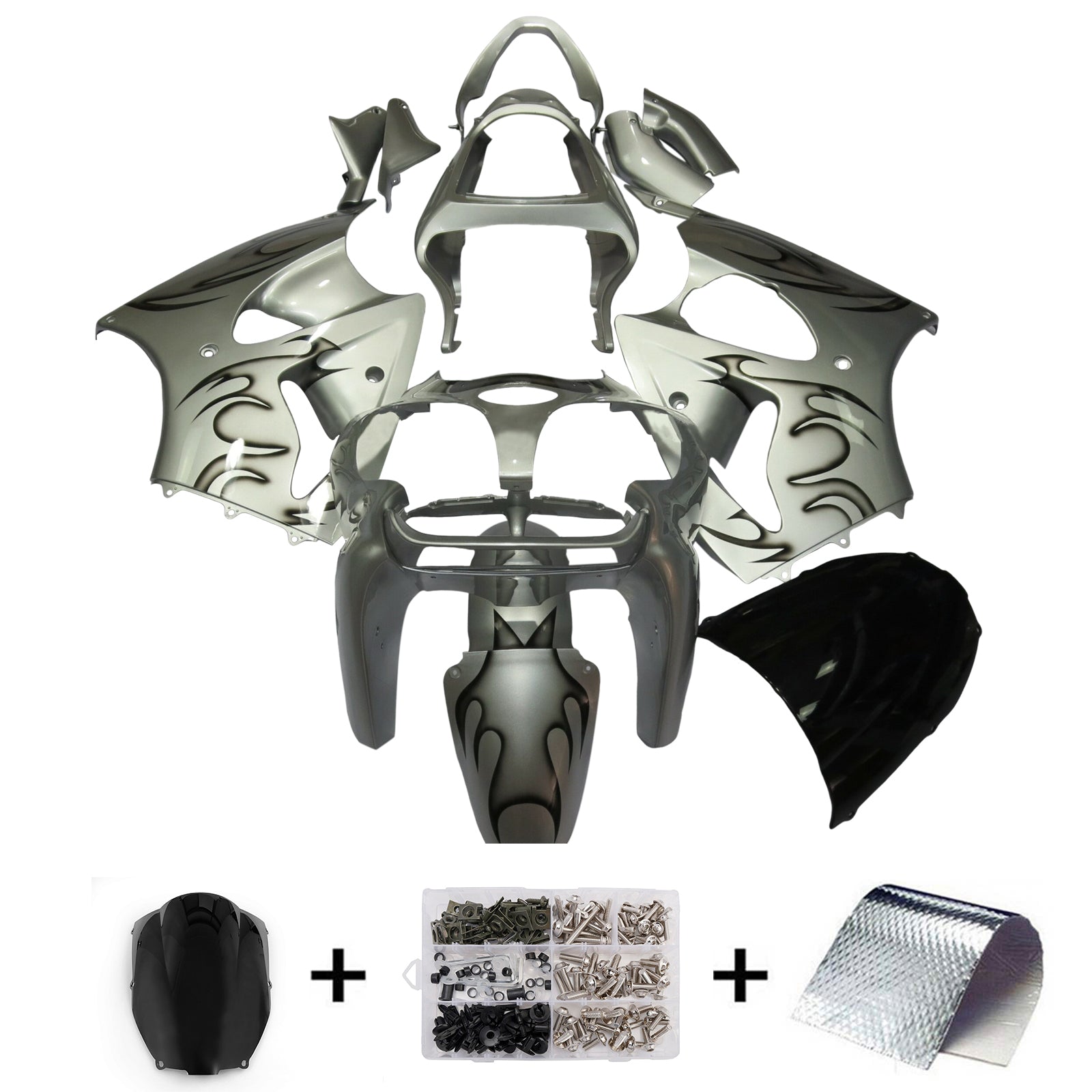 Kit de carénage d'injection de carrosserie pour Kawasaki ZX6R 636 2000-2002 ZZR600 2005-2008