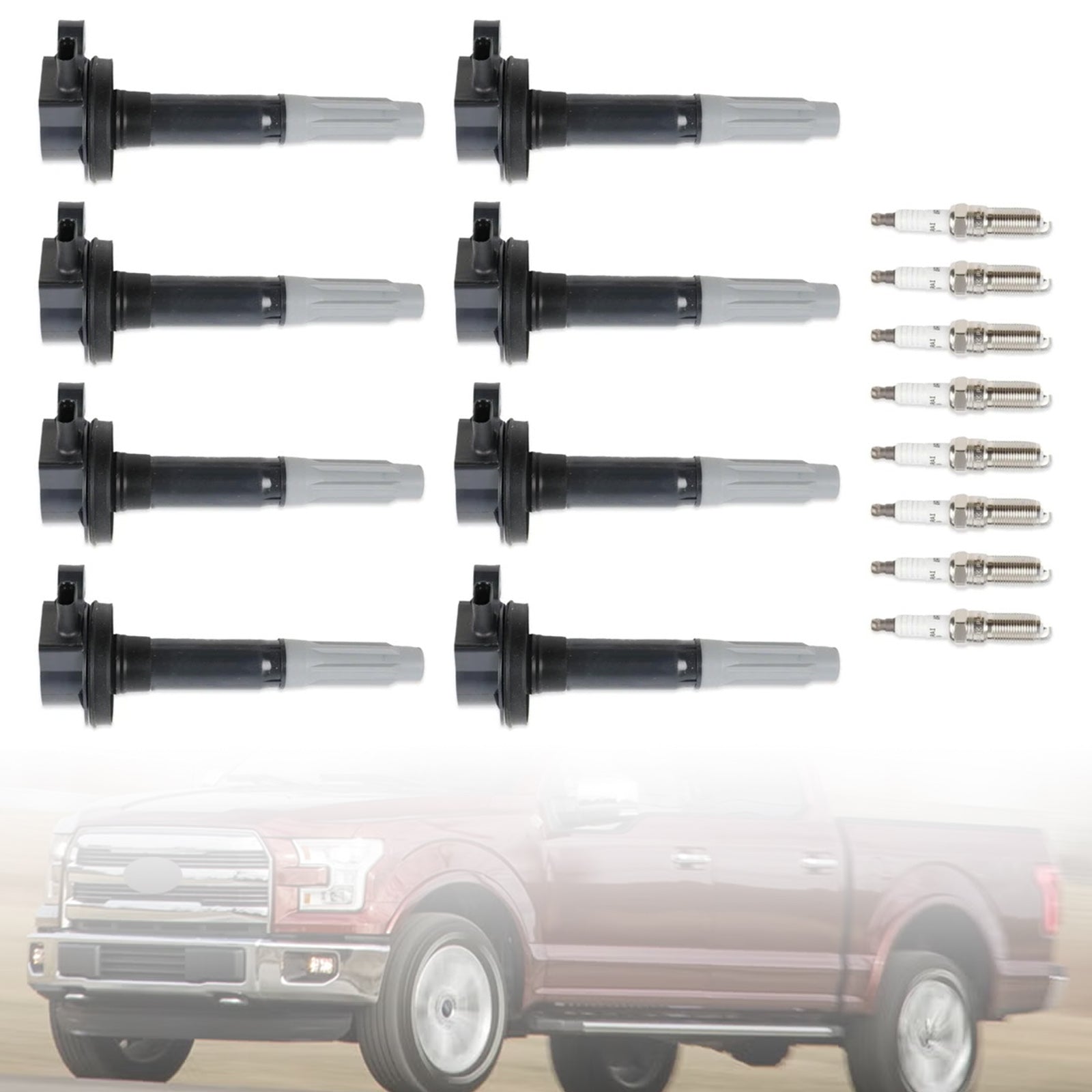 UF824 For Ford Mustang V8 5.0L 2016-2017 8xIgnition Coil + 8xIridium Spark Plug