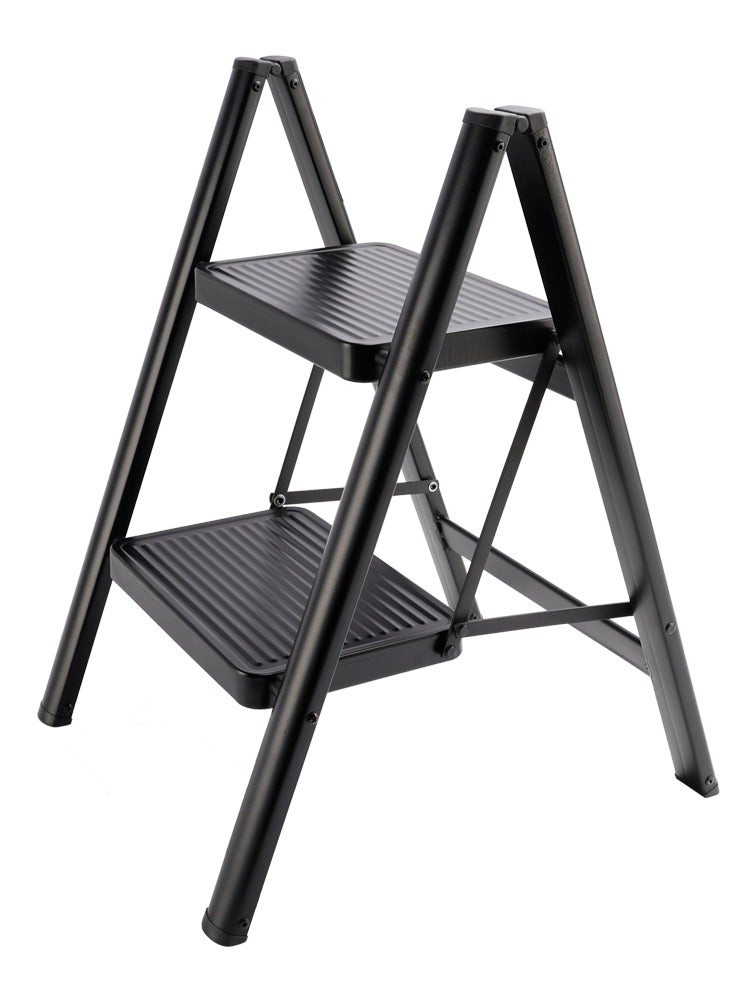 Stepladder, 2 Tiers, Foldable, Aluminum, Wide, Lightweight, Compact, Ladder