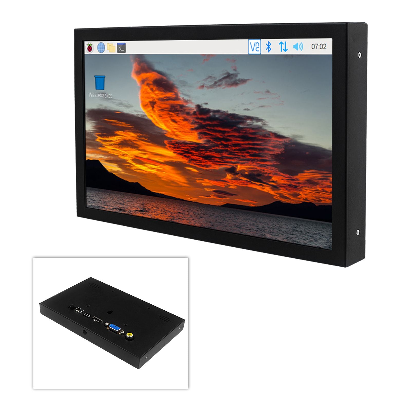 7-inch HD IPS-scherm VGA/AV/HDMI-interface Raspberry Pi pc-bewakingsscherm