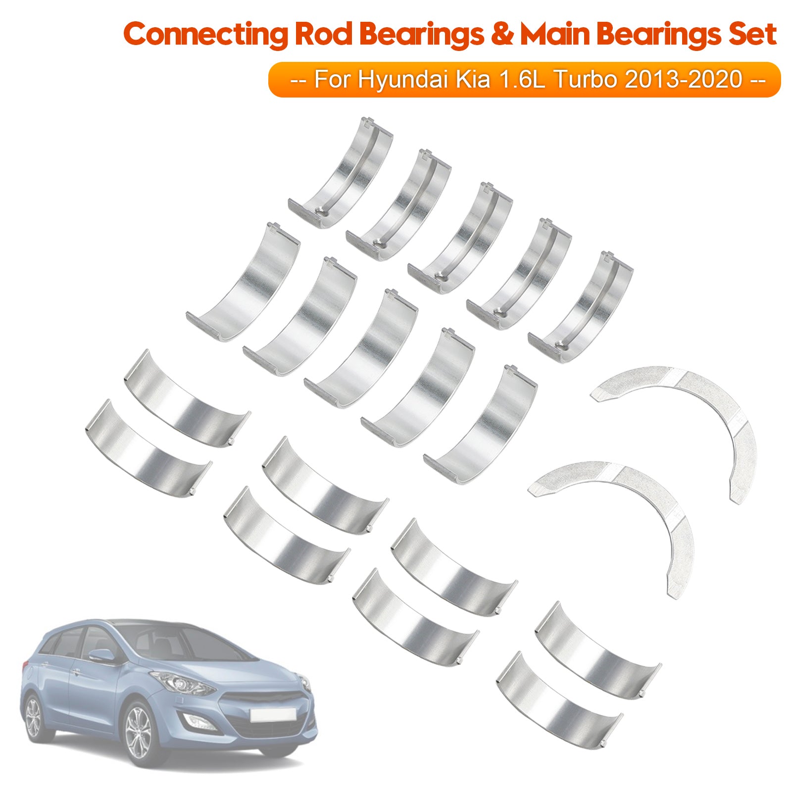 2013-2020 HYUNDAI / KIA 1.6L (1591cc) DOHC L4 TURBO Connecting Rod Bearings & Main Bearings Set 23060-2B701