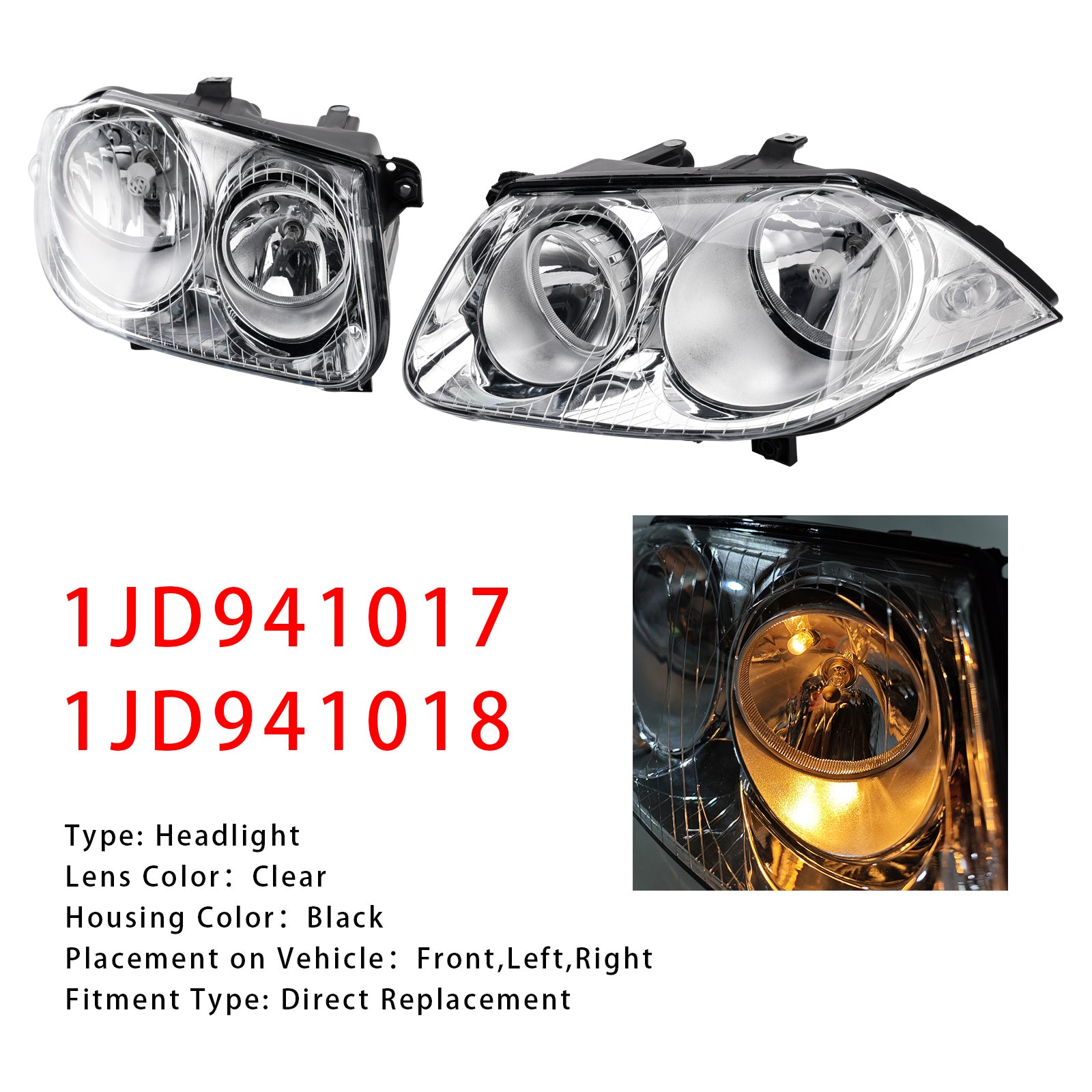 Links + Rechts Koplamp Lamp 1JD941017 1JD941018 Voor VW Bora GLI 2006-2011