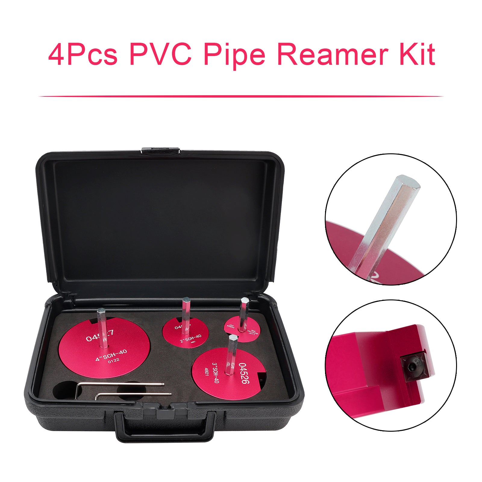 Alésoir de tuyau en PVC, alésoir de raccord de tuyau en plastique PVC, Kit d'outils de plomberie adapté 4 pièces