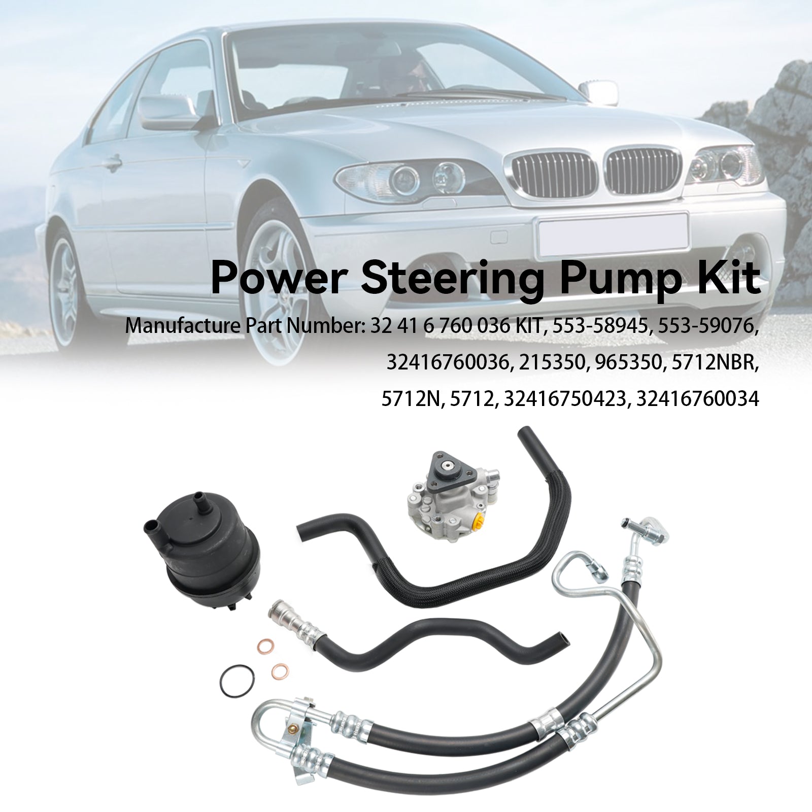 2001-2005 BMW E46 323i 325i 328Ci 328i 330i Power Steering Pump Kit