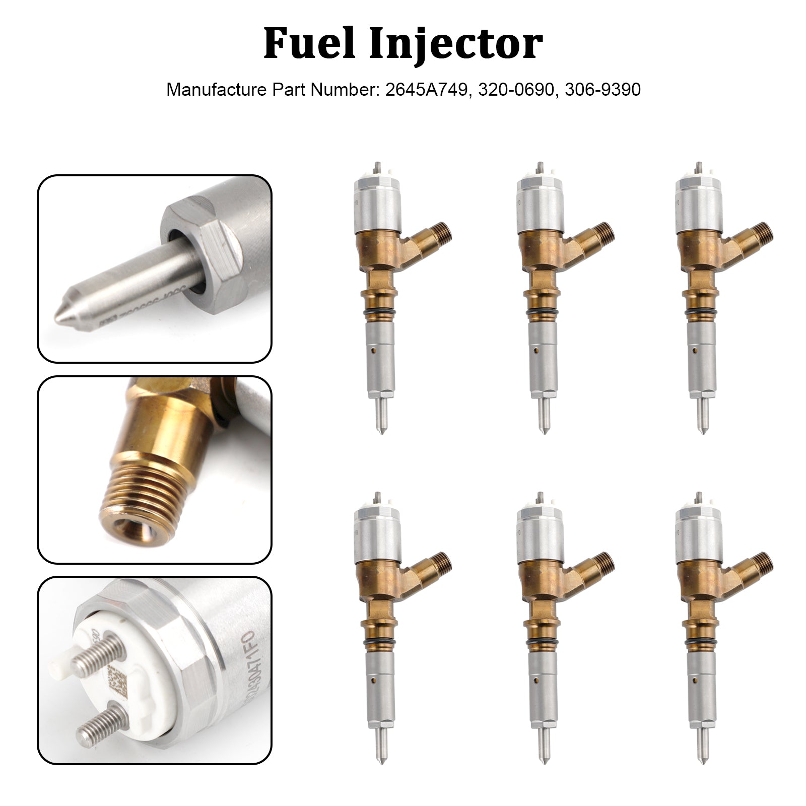 6PS Fuel Injectors 2645A749 Fit Caterpillar Perkins C6.6 Fit CAT 320-0690