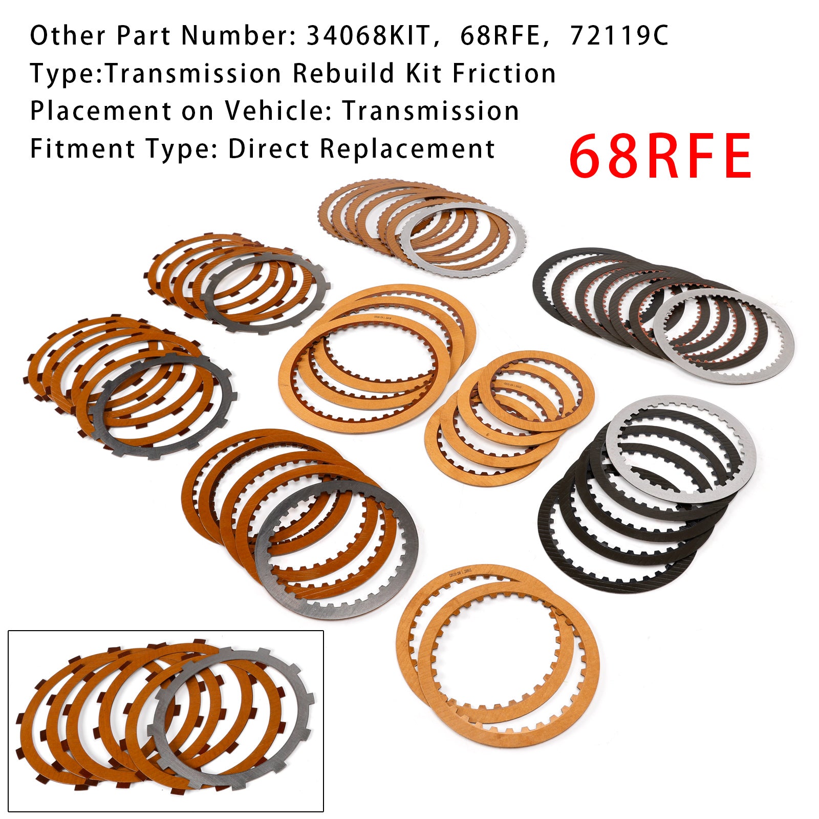 68RFE Transmissie-revisieset Frictieset voor Dodge RAM 6.7L Diesel 2007+