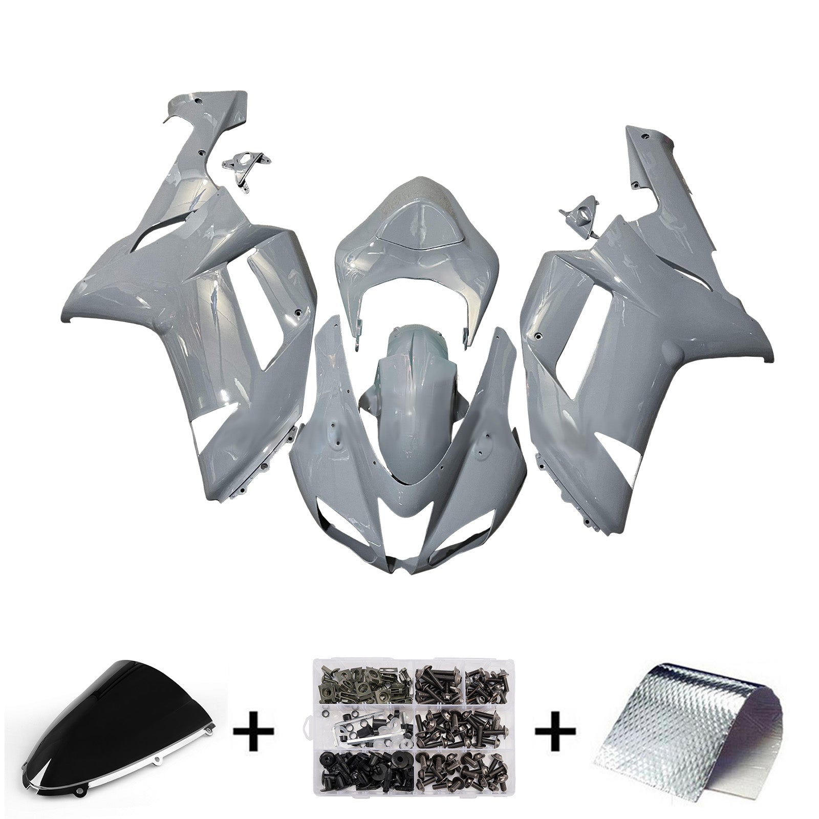 Injeksjon Fairing Kit Bodywork Plast Abs Fit for Kawasaki ZX6R 636 2007-2008