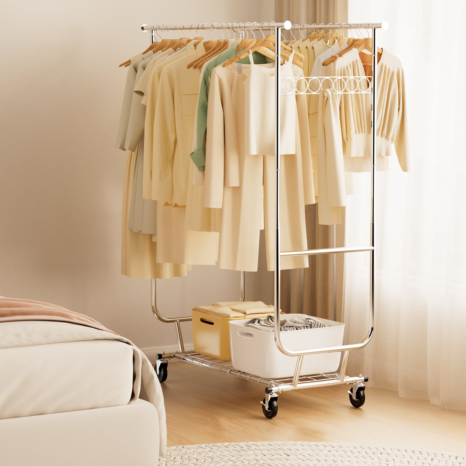 660lbs Clothing Racks with Wheels Heavy Duty Clothes Rack Metal Clothes Storage Portable Closet