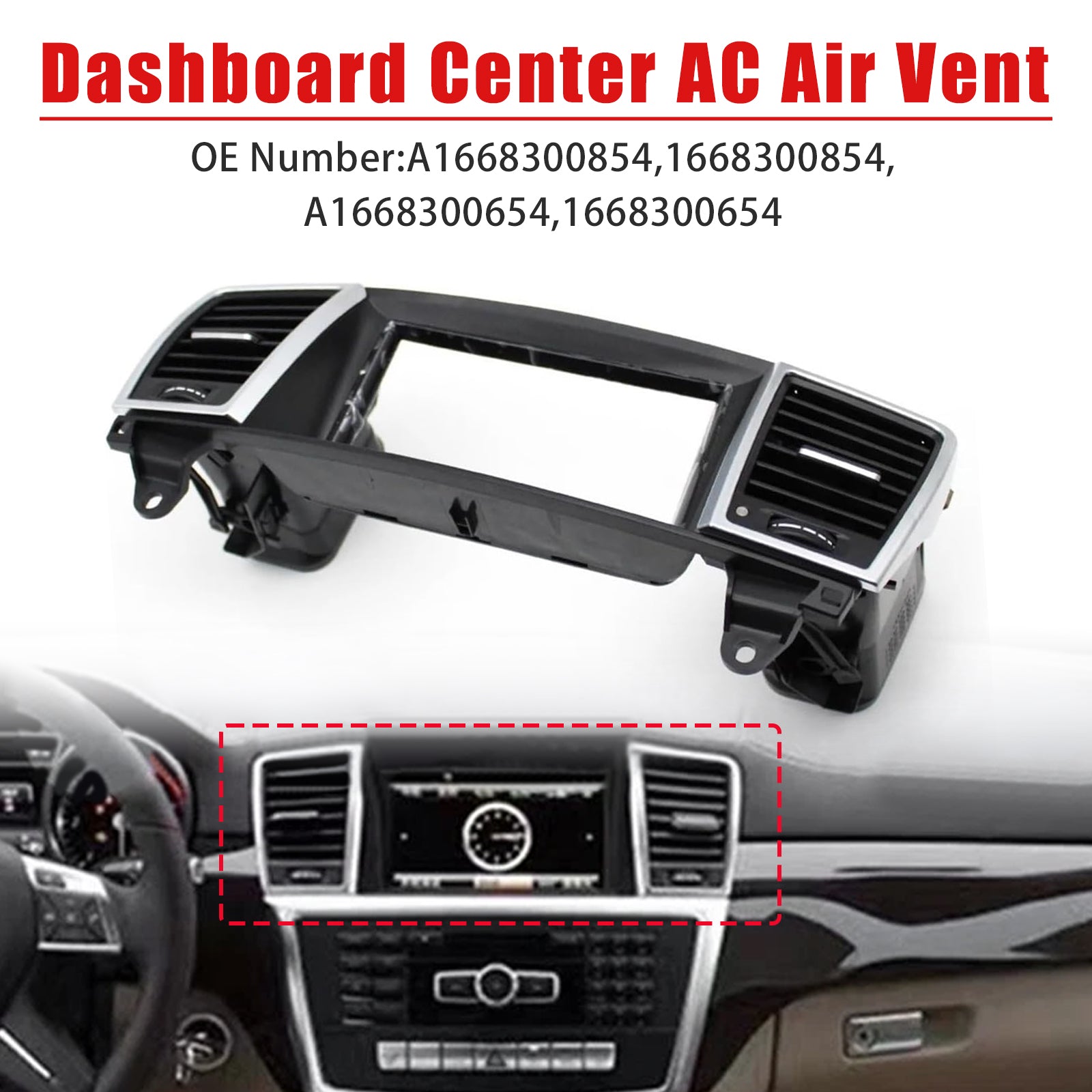 For Mercedes Benz ML Class (W166) 2013-2015 1668300854 1668300654 Dashboard Center Air Vent Big Screen
