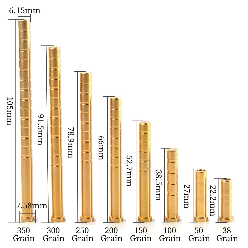 12×38-300gr zwaargewicht pijl messing inzetstukken basis boogschieten ID6.2mm pijlschacht