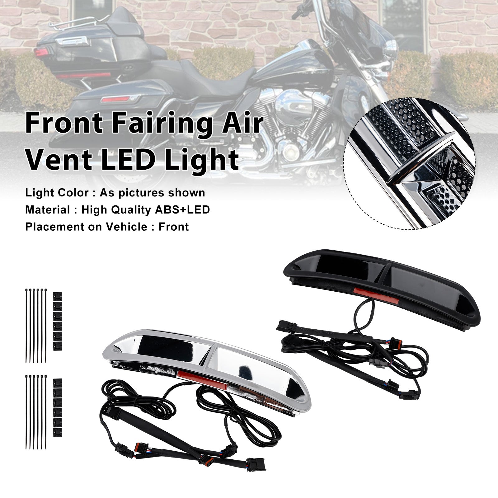 Front Fairing Air Vent LED Light For Touring Street Glide 2014-2024