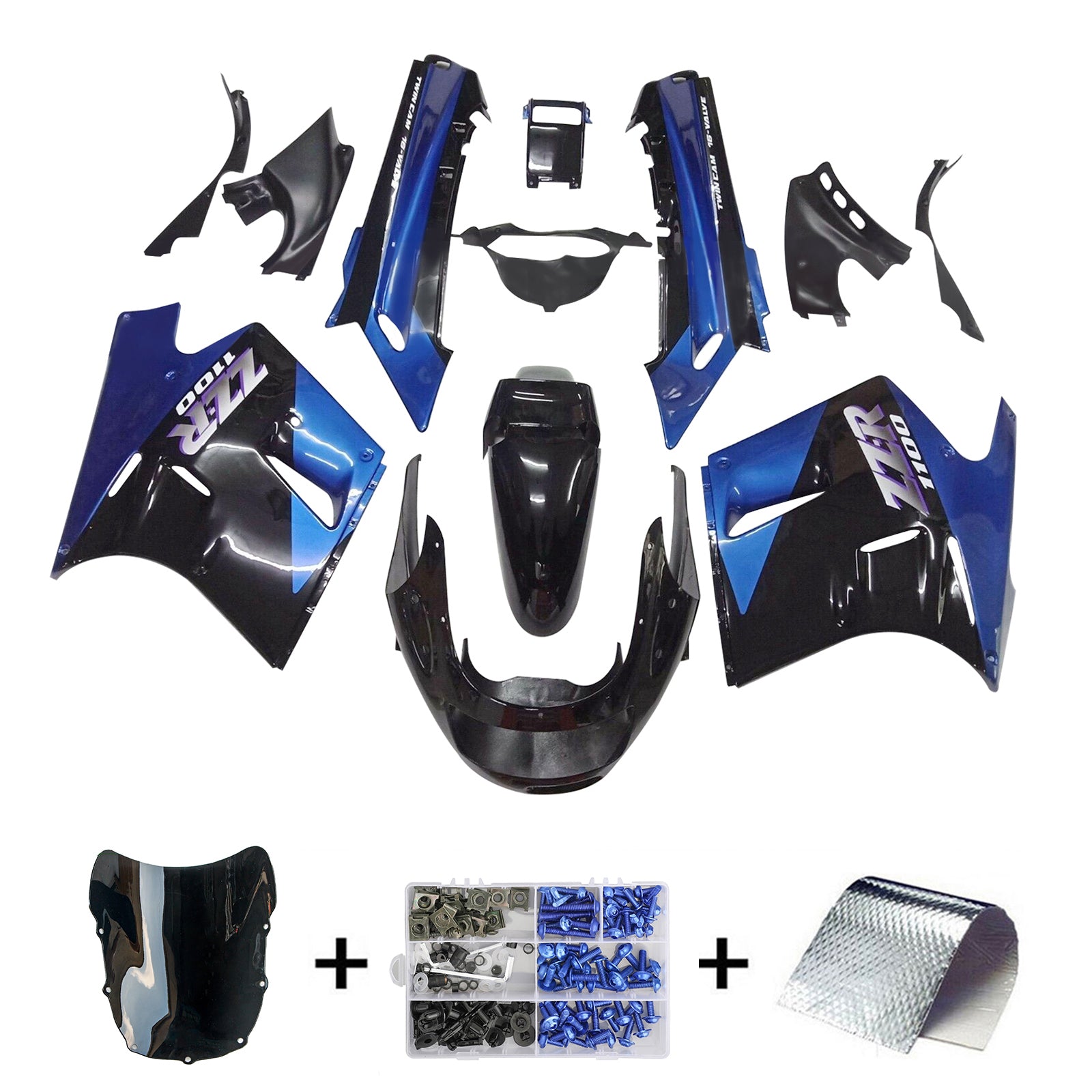 1990-1992 Kawasaki ZZR1100 Kit de carénage d'injection carrosserie ABS