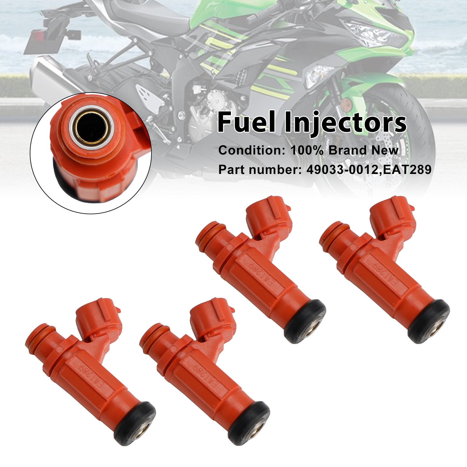 4PCS 49033-0012 Fuel Injectors EAT289 For Kawasaki NINJA 1000 ZX-6R Z1000