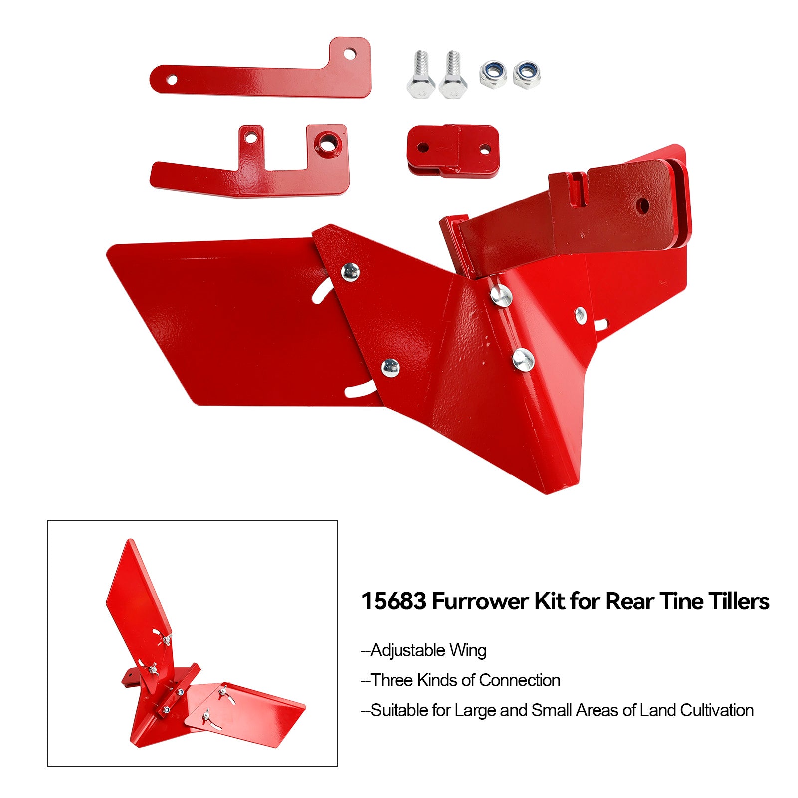 15683 Hiller Furrower Kit For Land Cultivation Rear Tine Tillers Adjustable Wing