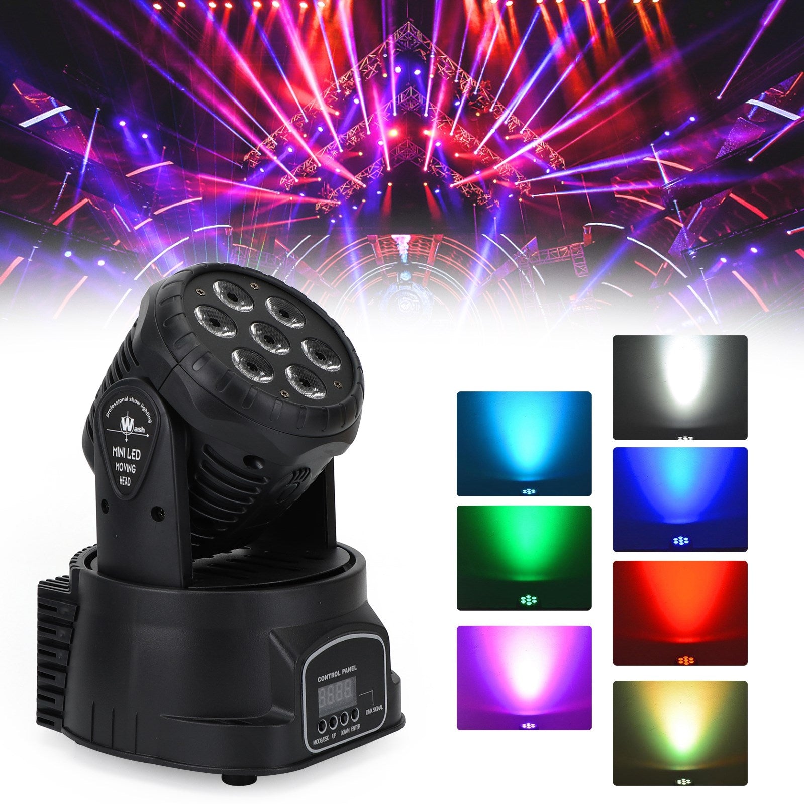 7 x10W Moving Head Scenljus 70W 7 LED RGBW DMX DJ Disco Scenfestbelysning