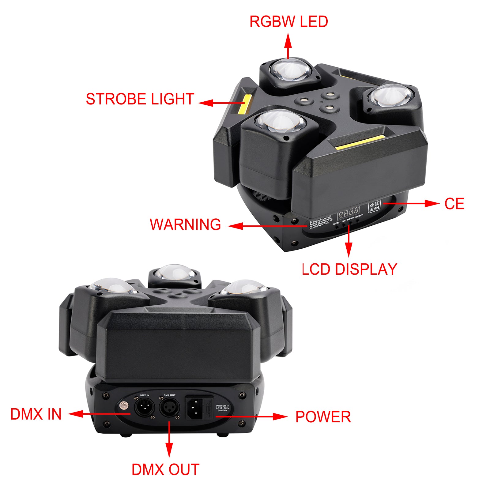 150W RGBW Lumière laser rotative Effet de scène DJ Party Beam Disco Show Bar Light
