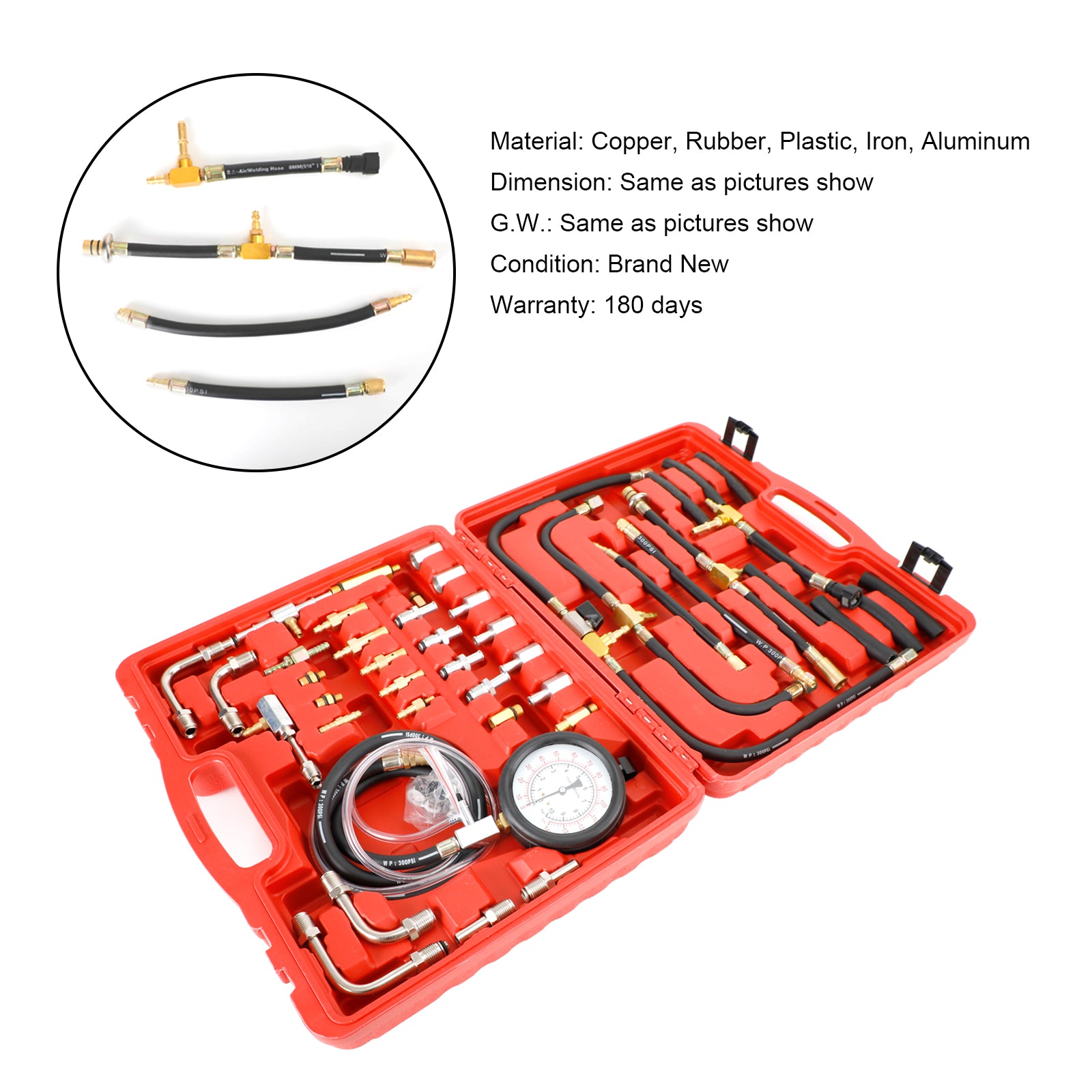 Universal Fuel Injection Gauge Pressure Tester Test Kit Car System Pump Tool Set