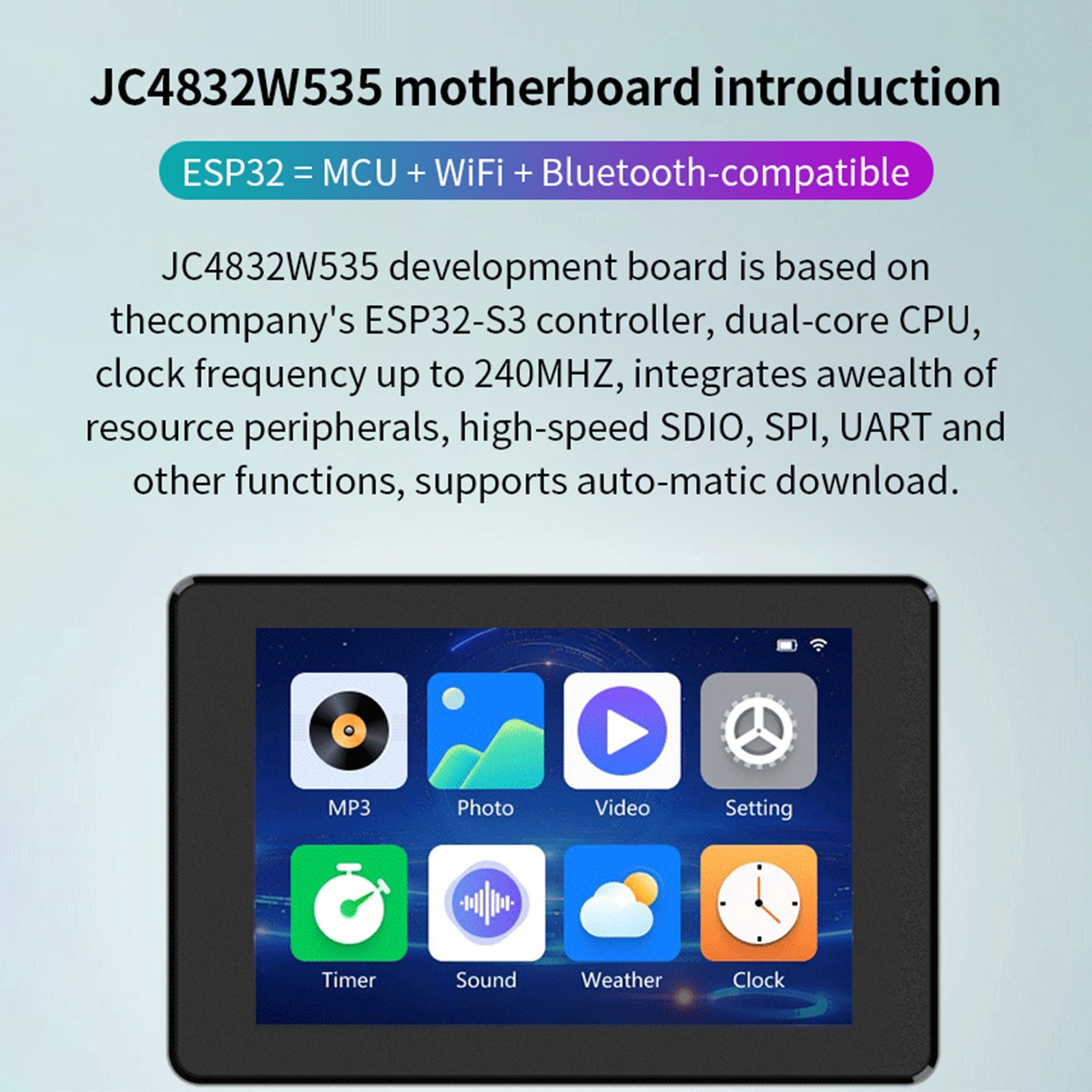 ESP32 S3 Development Board with 3.5inch IPS Smart Touch Screen Built-In Firmware