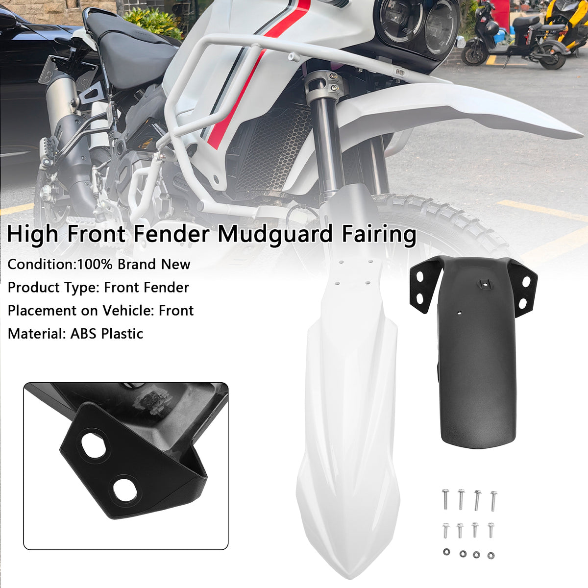 2022-2026 Yamaha Tenere 700 World Raid High Front Fender Mudguard Fairing White Generic
