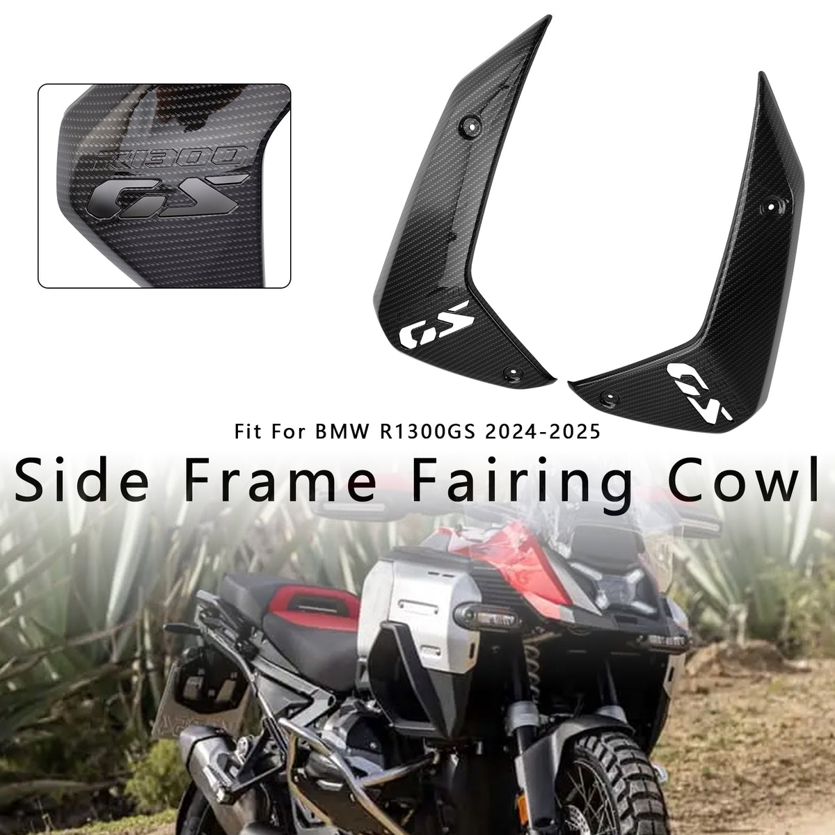 2024-2026 BMW R1300GS Side Frame Fairing Cowl Guards Radiator Cover Carbon Generic