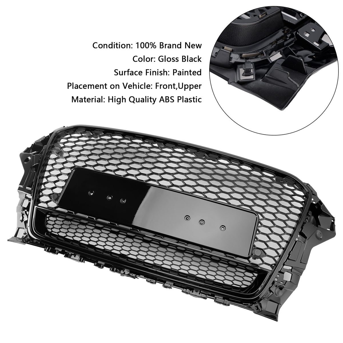 2013-2016 Audi S3 (RS3 is not fit) RS3 Style Front Henycomb Bumper Grill Grille W/Quattro Generic