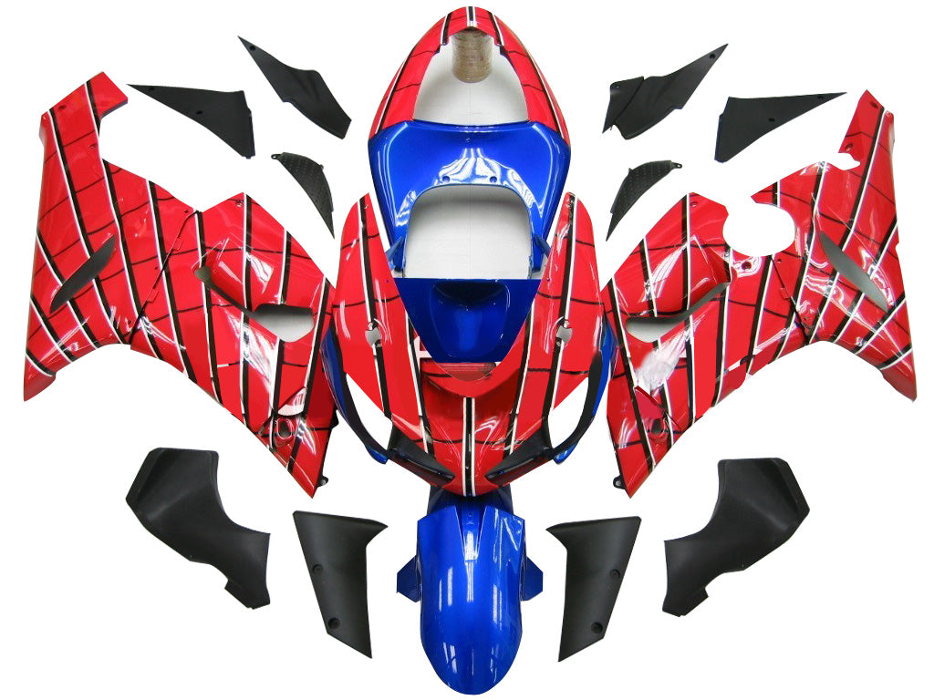 2005-2006 Kawasaki ZX6R 636 Carénages Rouge et Bleu Spider Man Racing Générique