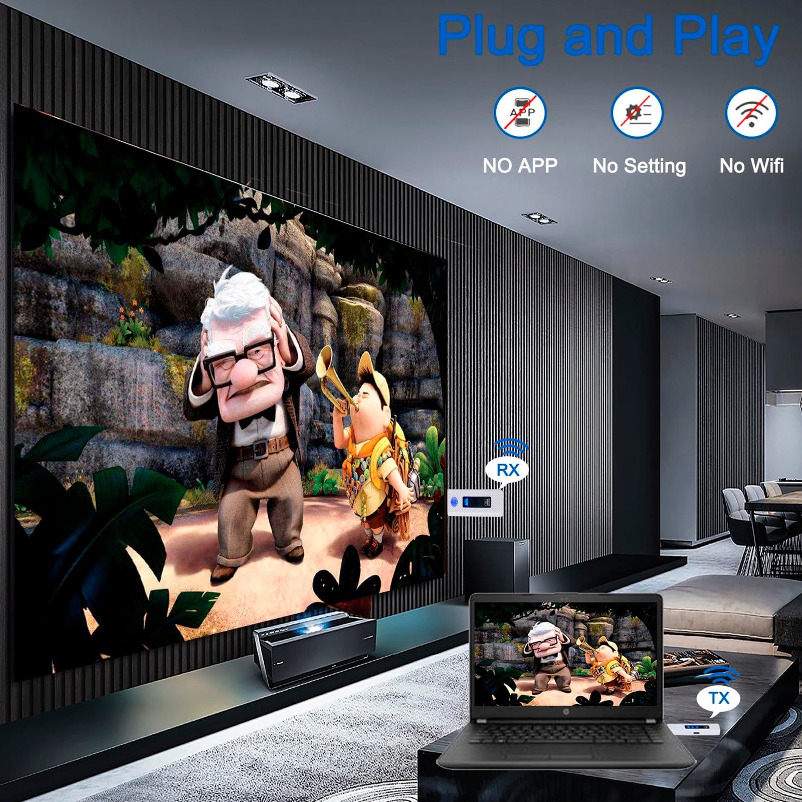 HDMI draadloze projector met hetzelfde scherm HD 1080P 50M videozenderontvanger