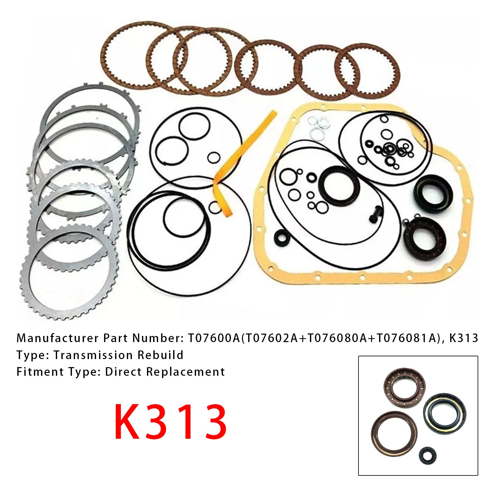 Auto Transmission Master Rebuild Kit Overhaul K313 för Toyota Auris Corolla