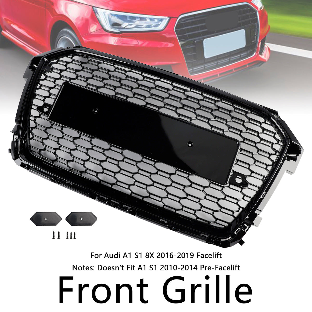 2016-2019 Audi A1 8X Facelift RS Style Honeycomb Bumper Grille Black Generic