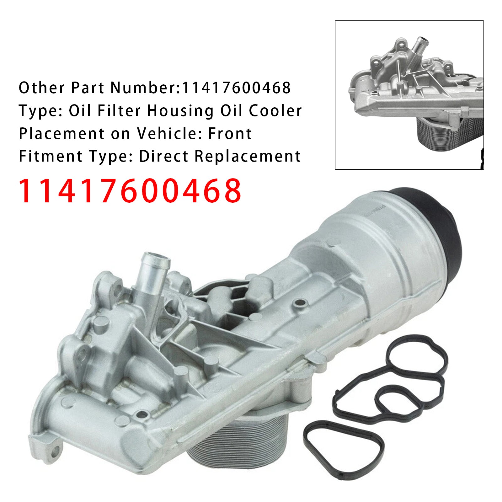 11417600468 Engine Oil Cooler Filter Housing For BMW F20 F21 F30