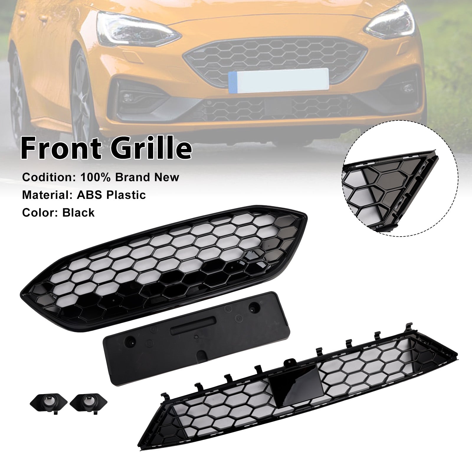 2018-2021 Ford Focus ST + ST LINE MK4 BULLAGE FRANT GRILL BLACK