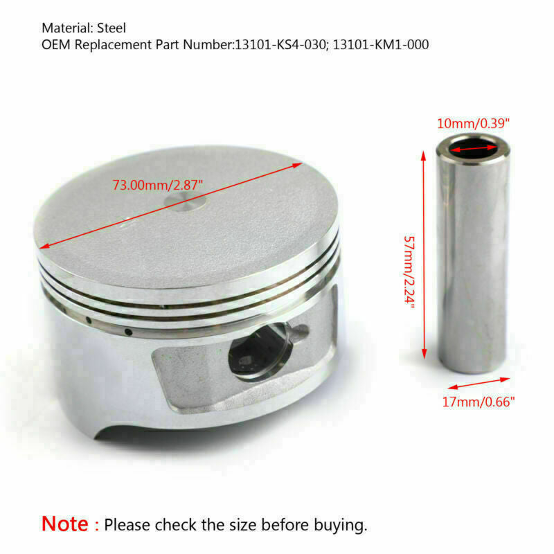 1986-2007 Honda CN250 Helix Kit d'anneaux de piston 73,00 mm 13101-KS4-030 13101-KM1-000 générique