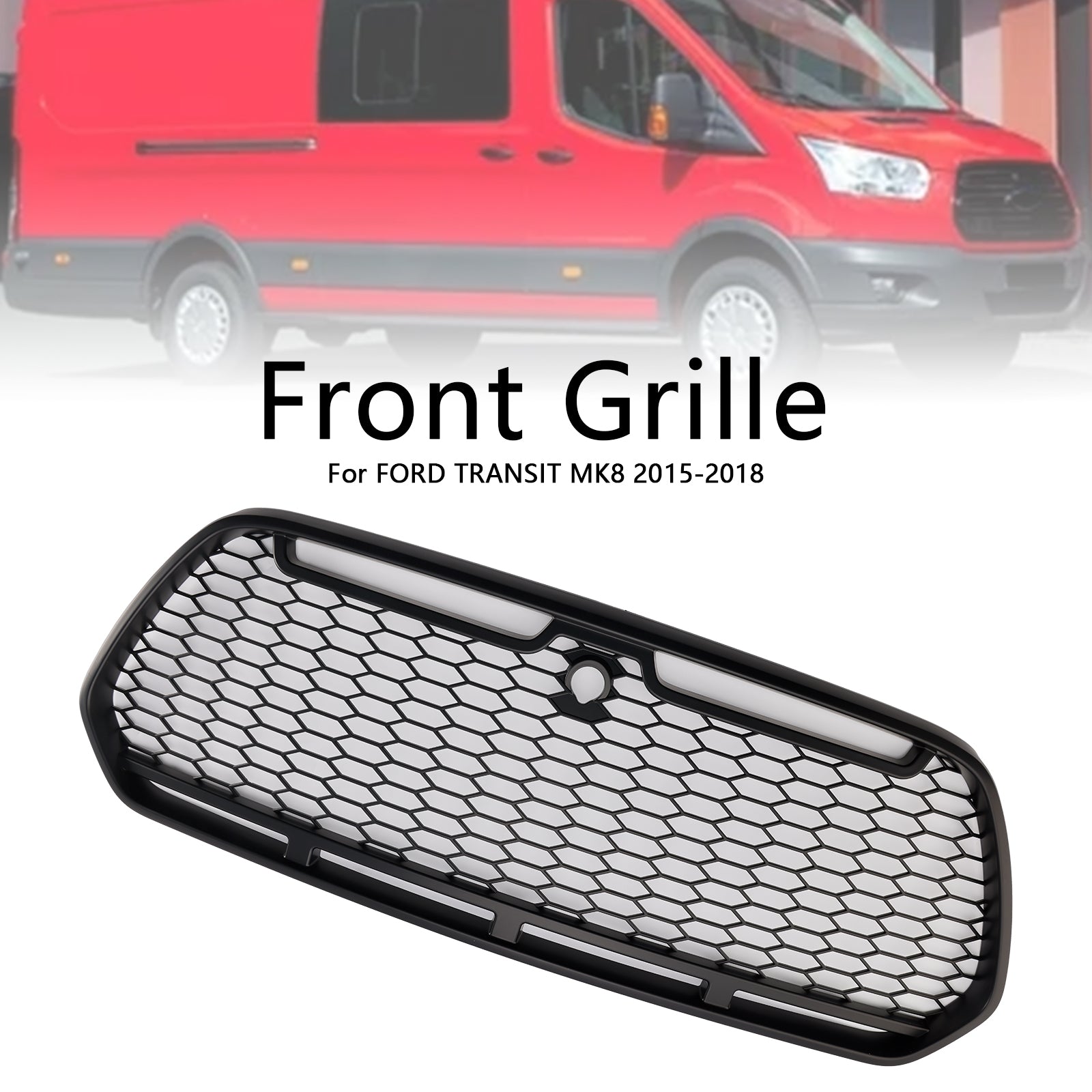 2015-2018 Ford Transit Mk8 Raptor Matt Black Front Front Frill Grille