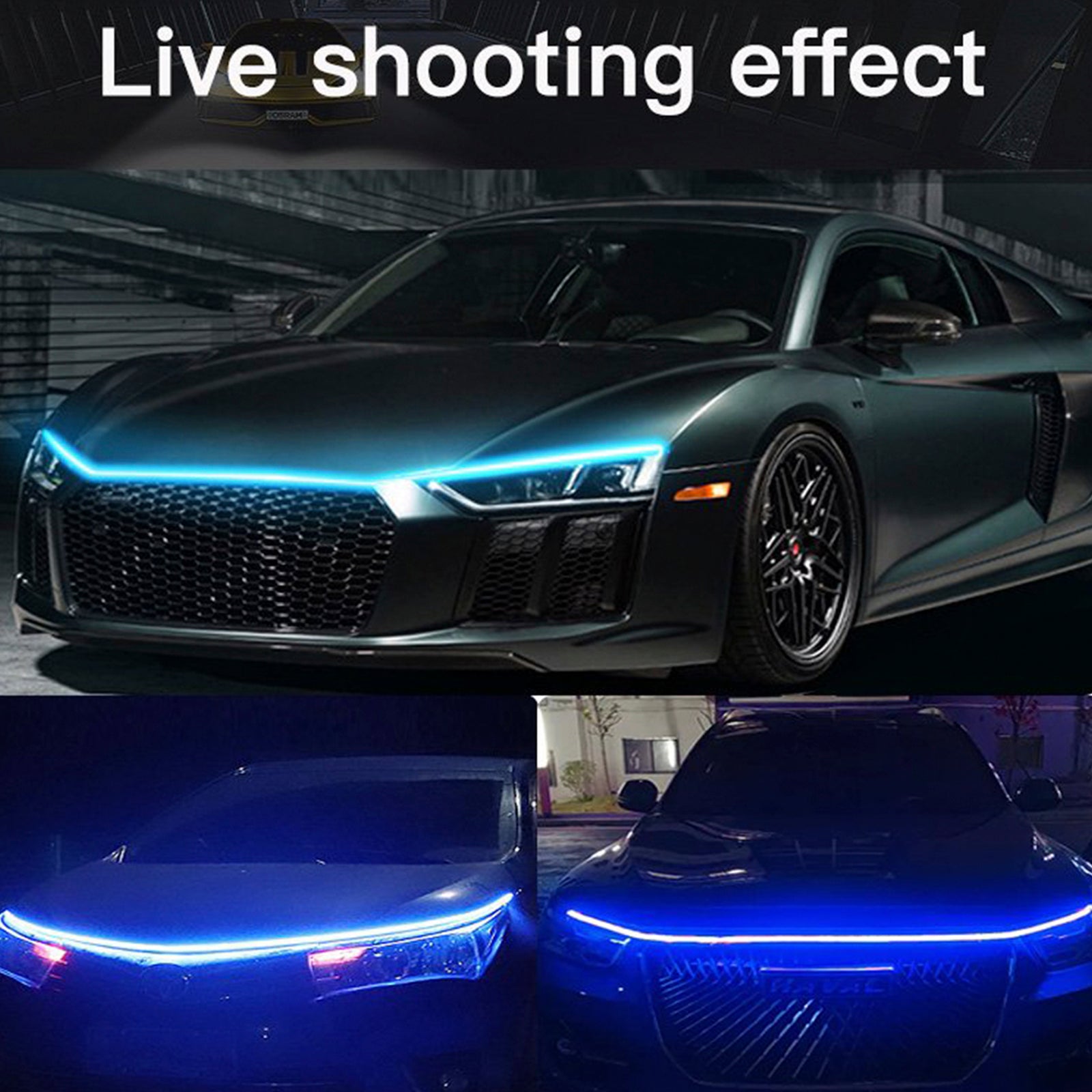 Denná kapucňa s kapucňou LED denné svetlo pruh flexibilné dynamické skenovanie Spúšťa