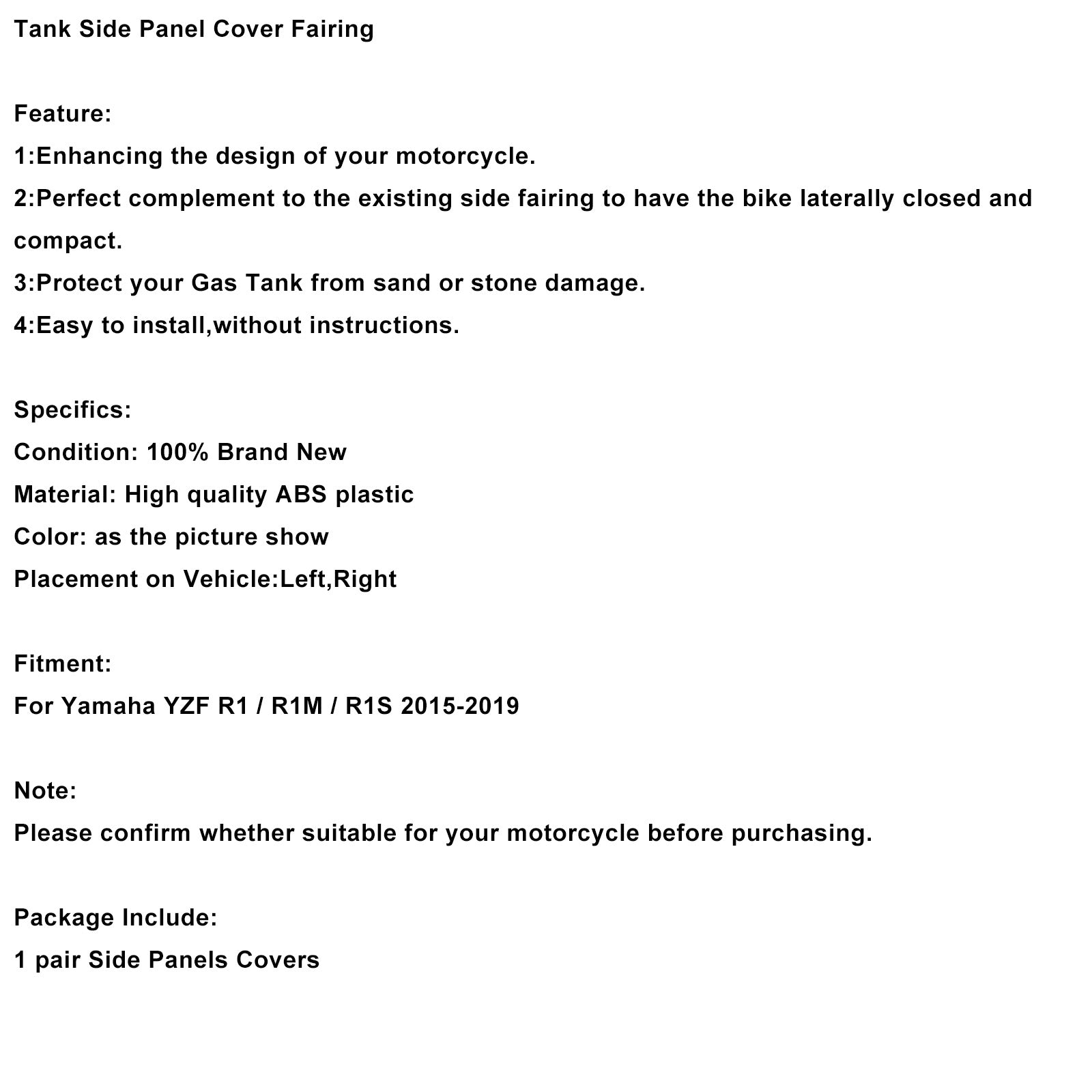 2015-2019 Yamaha YZF R1 R1M R1S Fuel Tank Side Cover Panel Fairing